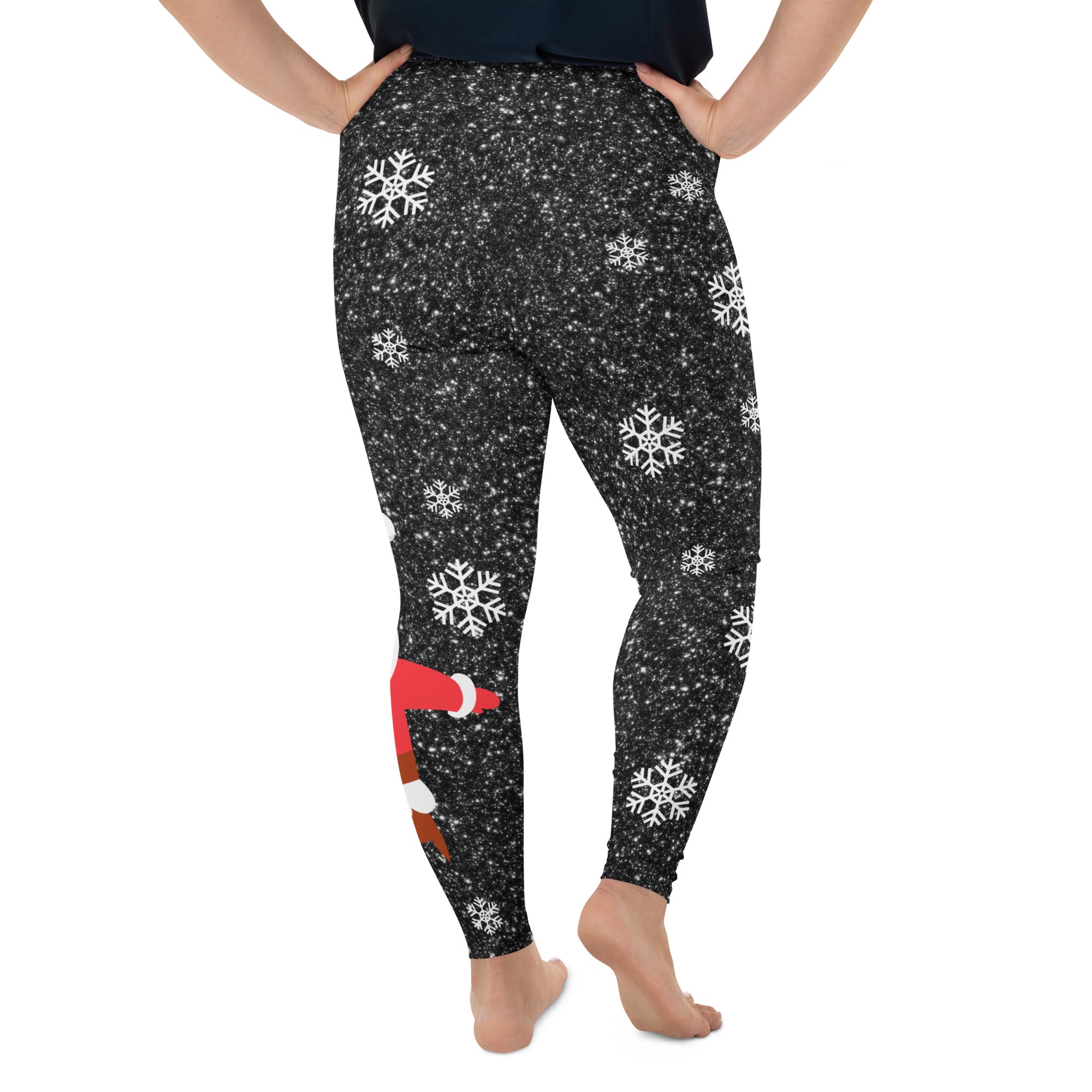 Sparkly Santa Print Plus Size Leggings