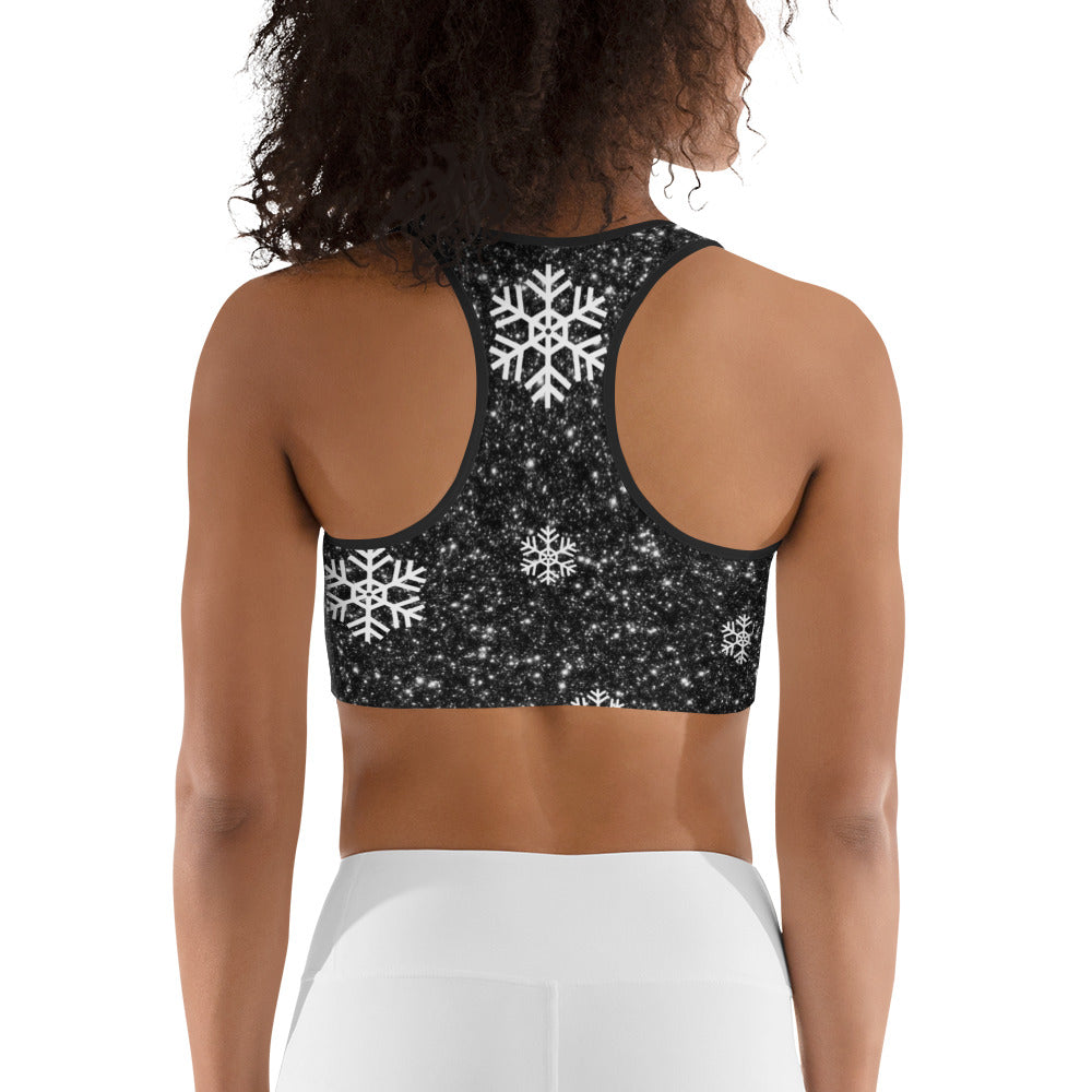 Sparkly Santa Print Sports Bra