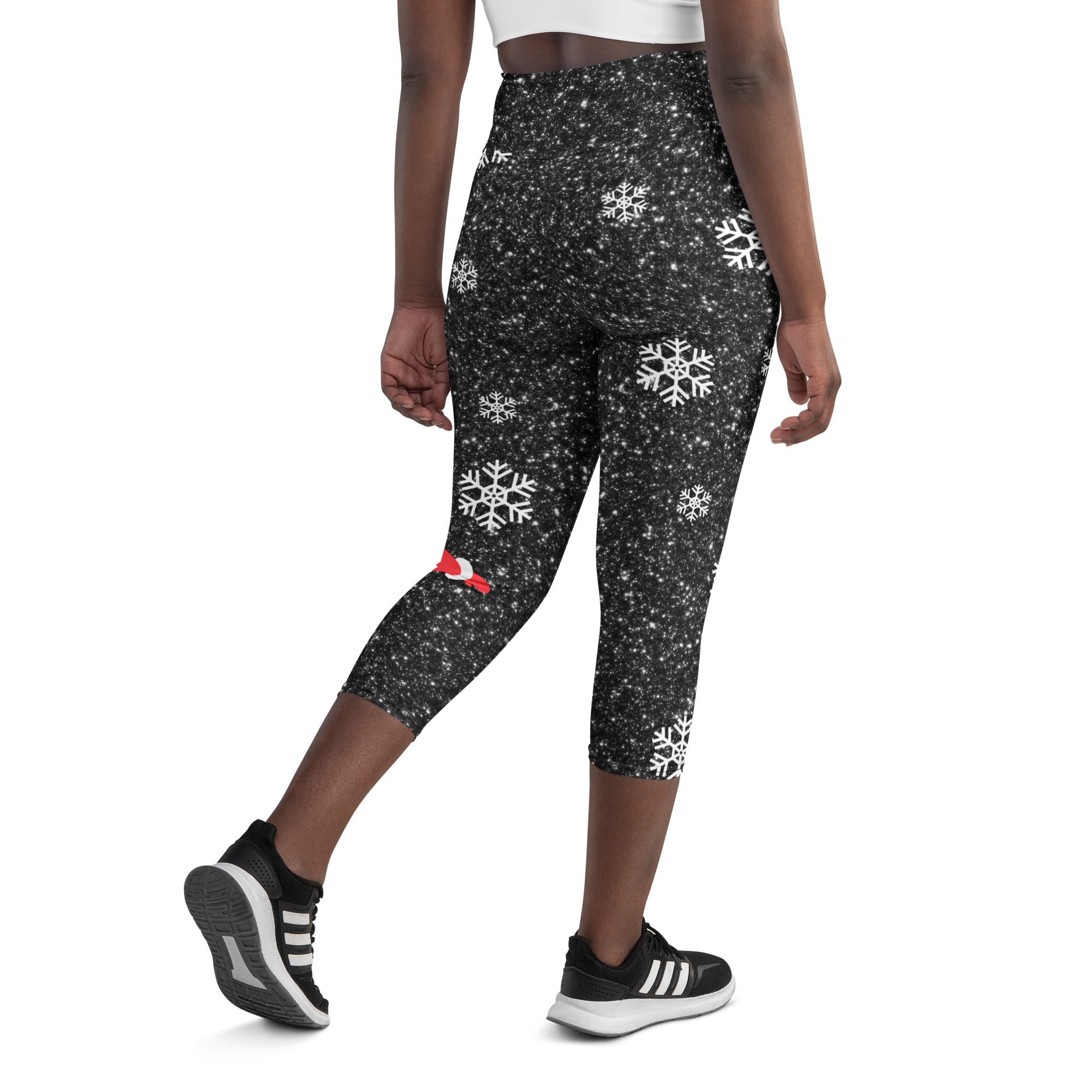 Sparkly Santa Print Yoga Capris