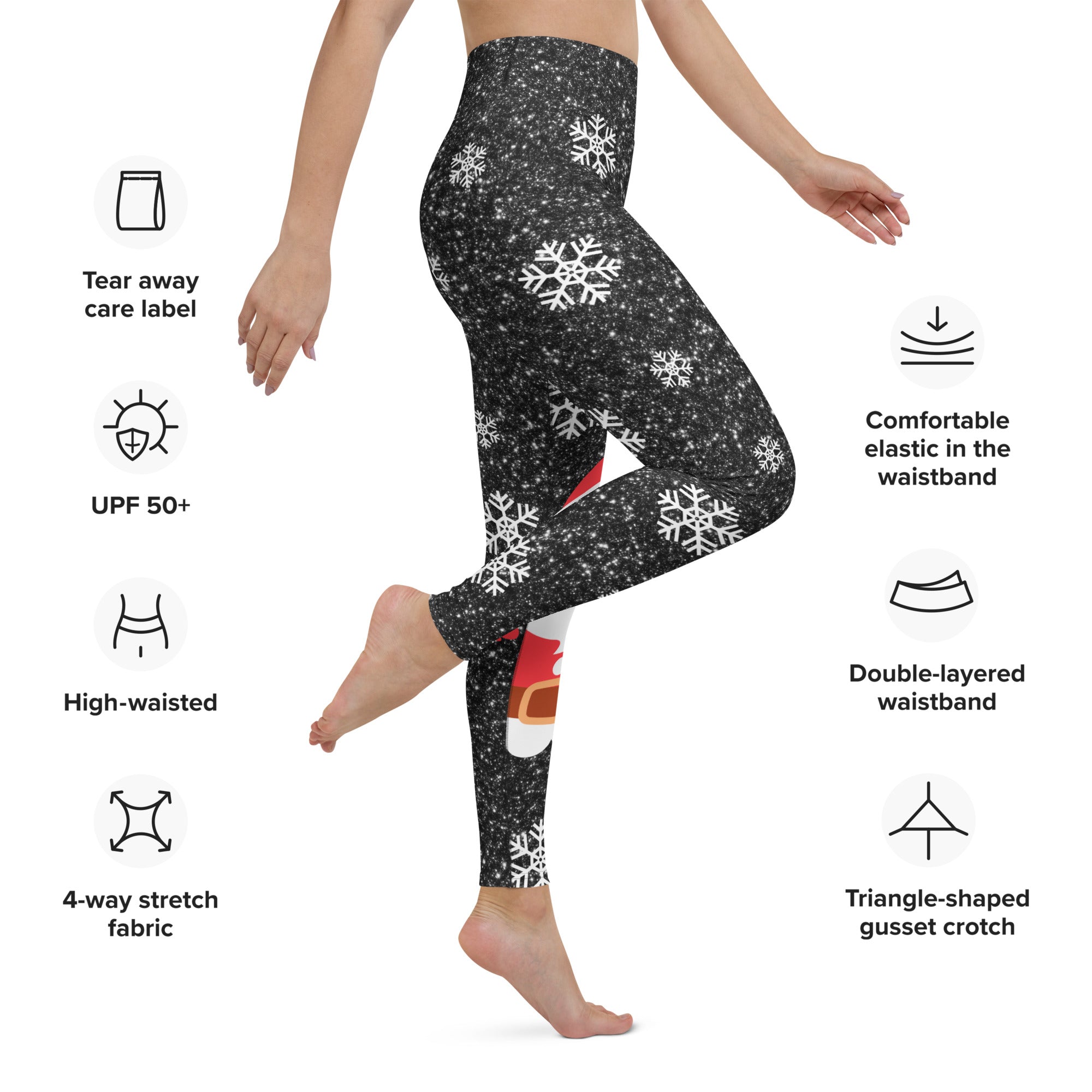 Sparkly Santa Print Yoga Leggings