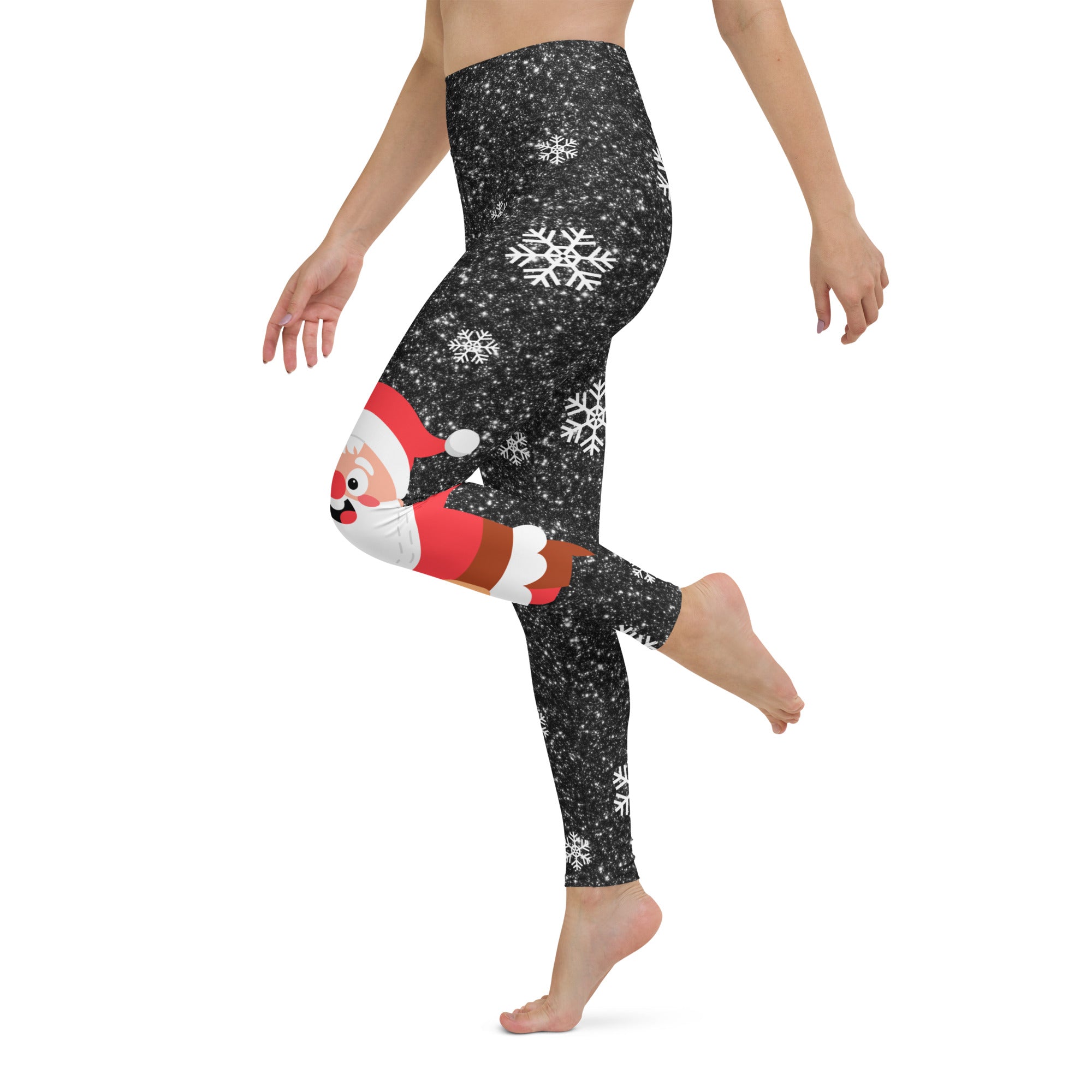 Sparkly Santa Print Yoga Leggings