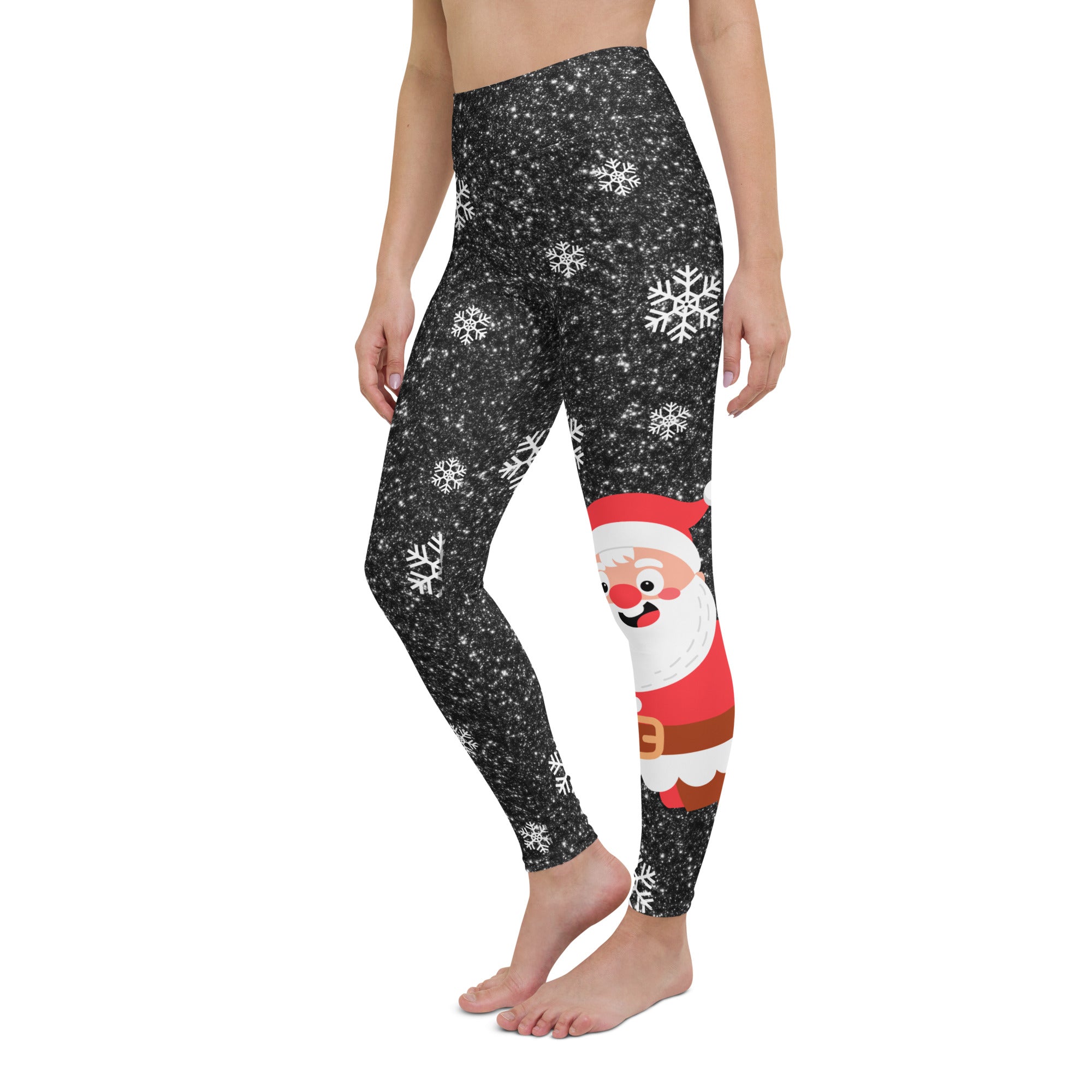 Sparkly Santa Print Yoga Leggings