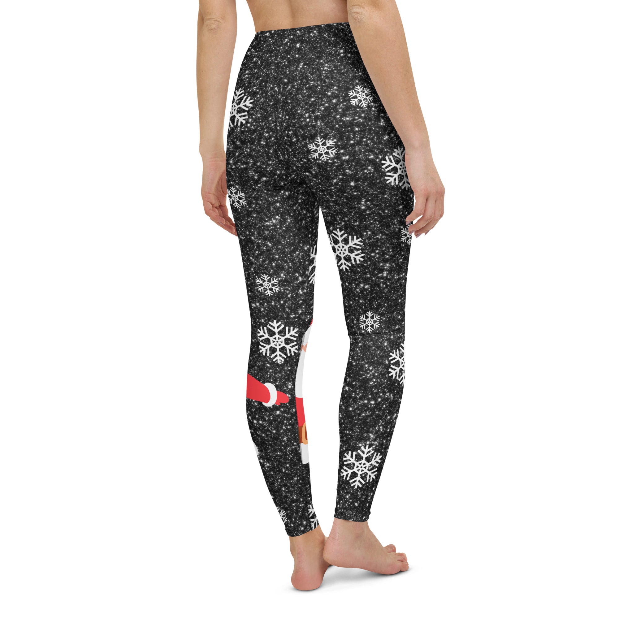 Sparkly Santa Print Yoga Leggings