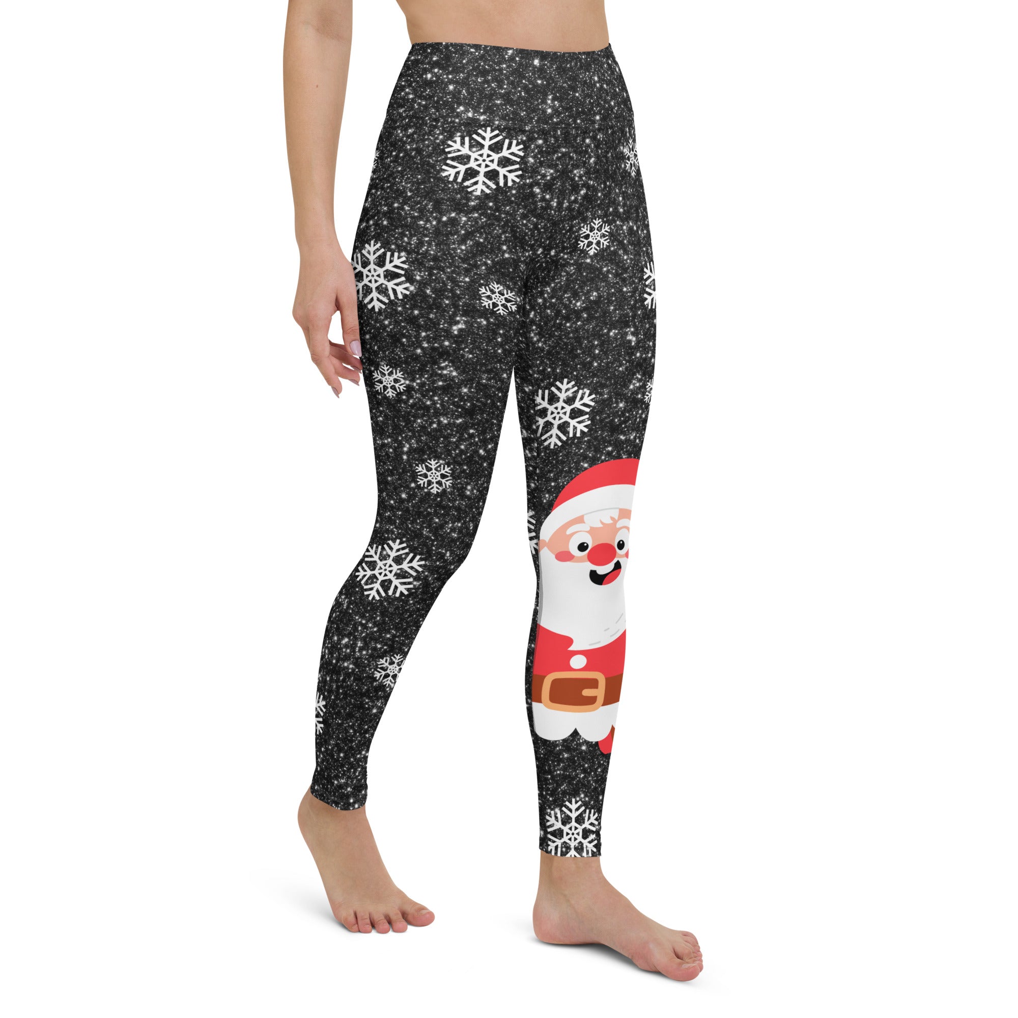 Sparkly Santa Print Yoga Leggings