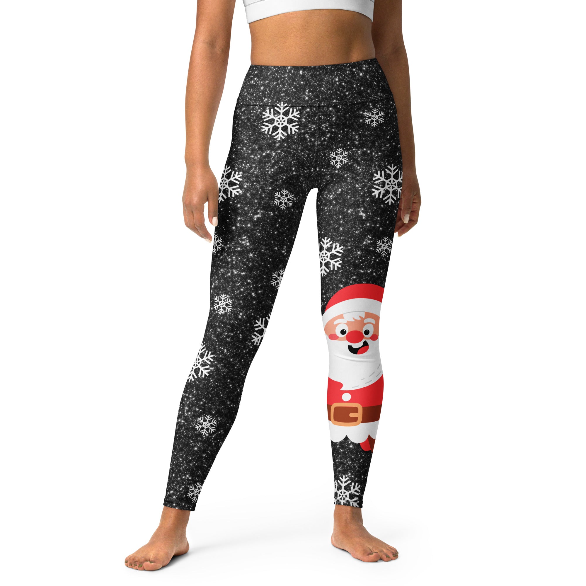 Sparkly Santa Print Yoga Leggings