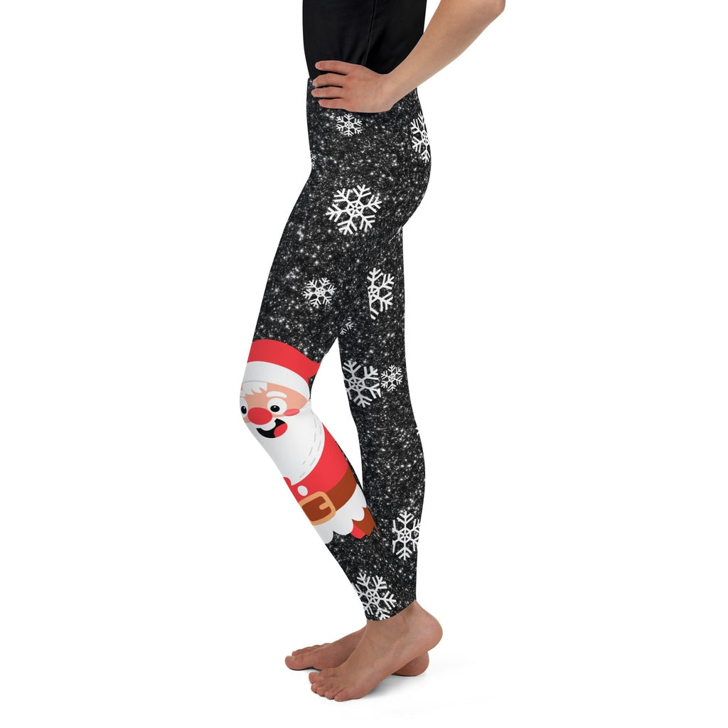 Sparkly Santa Print Youth Leggings