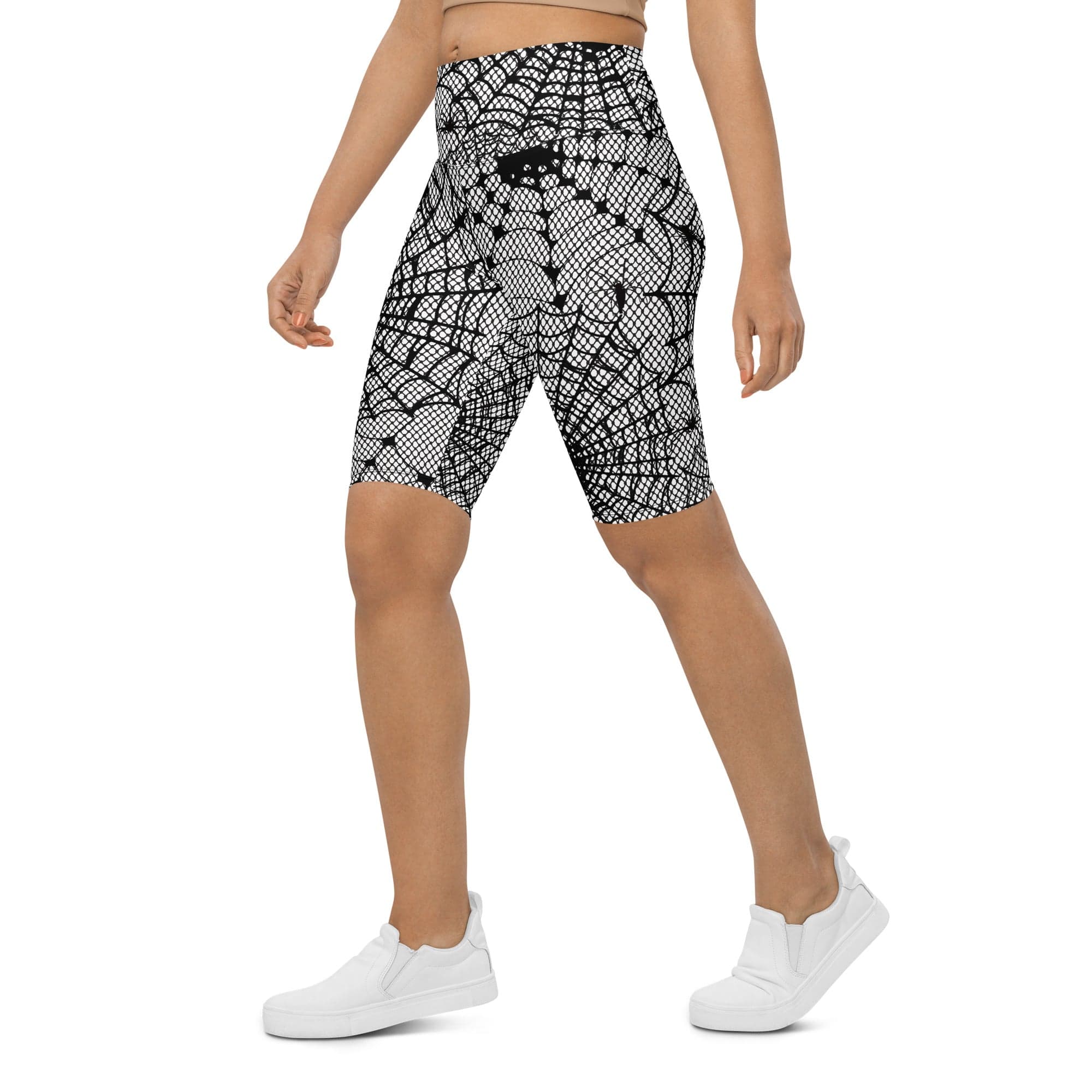 Spiderweb Fishnet Biker Shorts