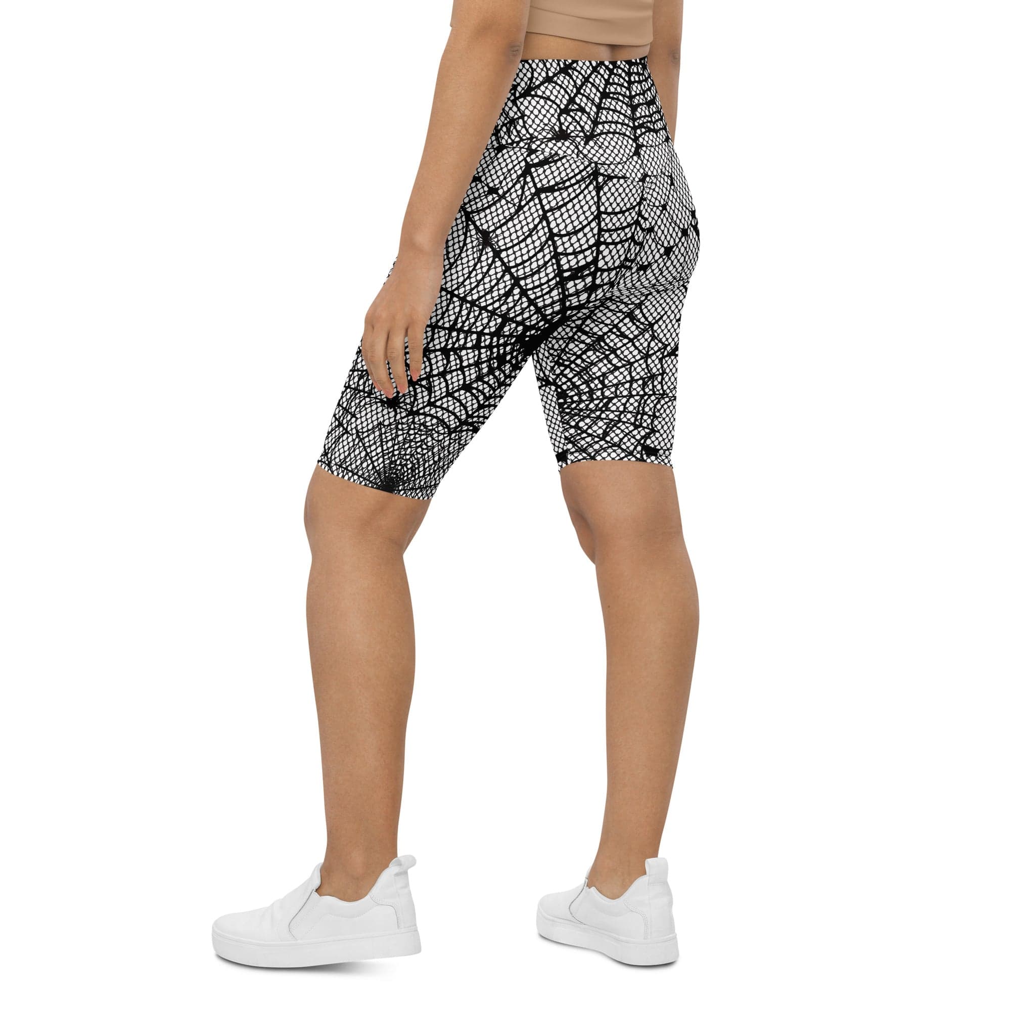 Spiderweb Fishnet Biker Shorts