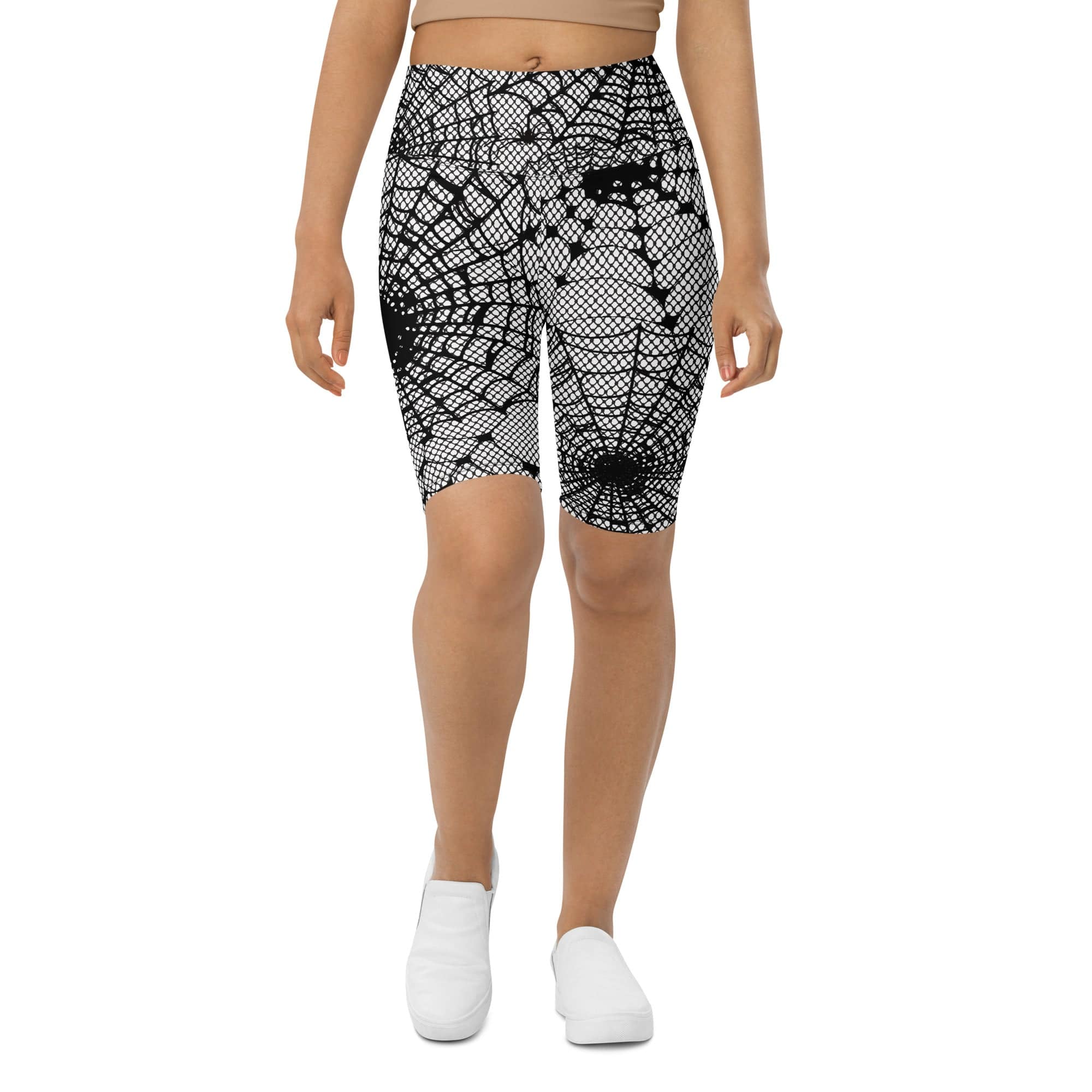 Spiderweb Fishnet Biker Shorts