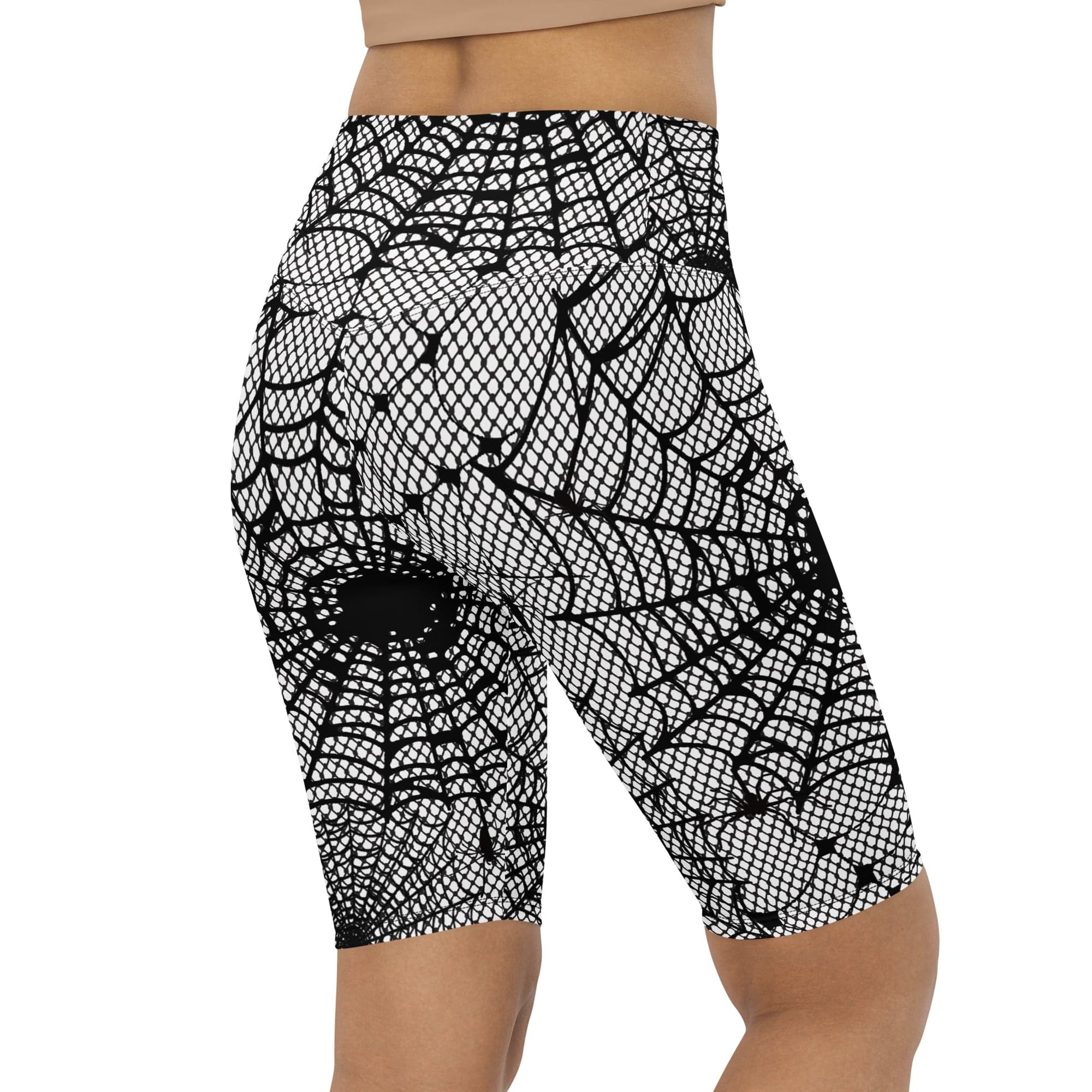 Spiderweb Fishnet Biker Shorts