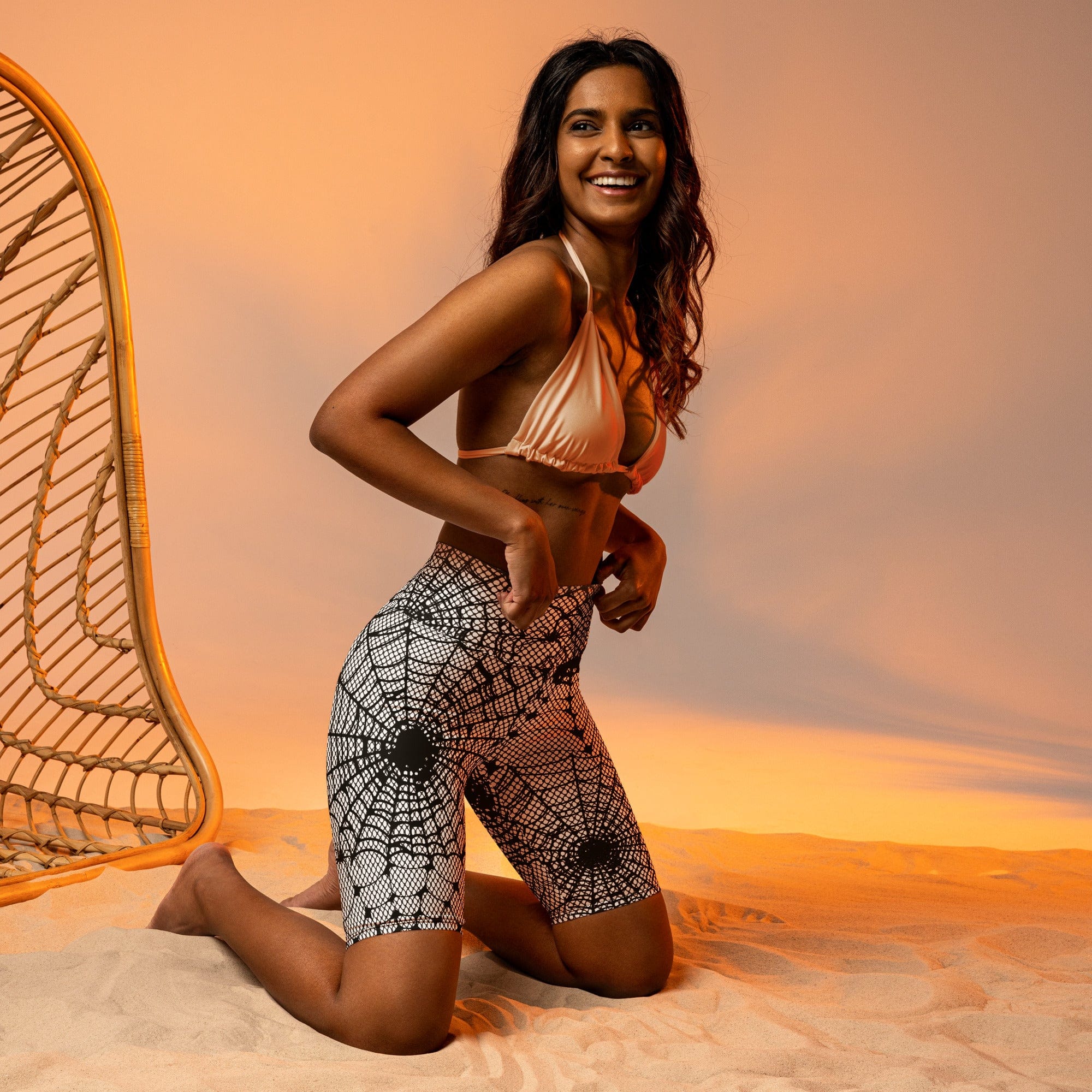 Spiderweb Fishnet Biker Shorts
