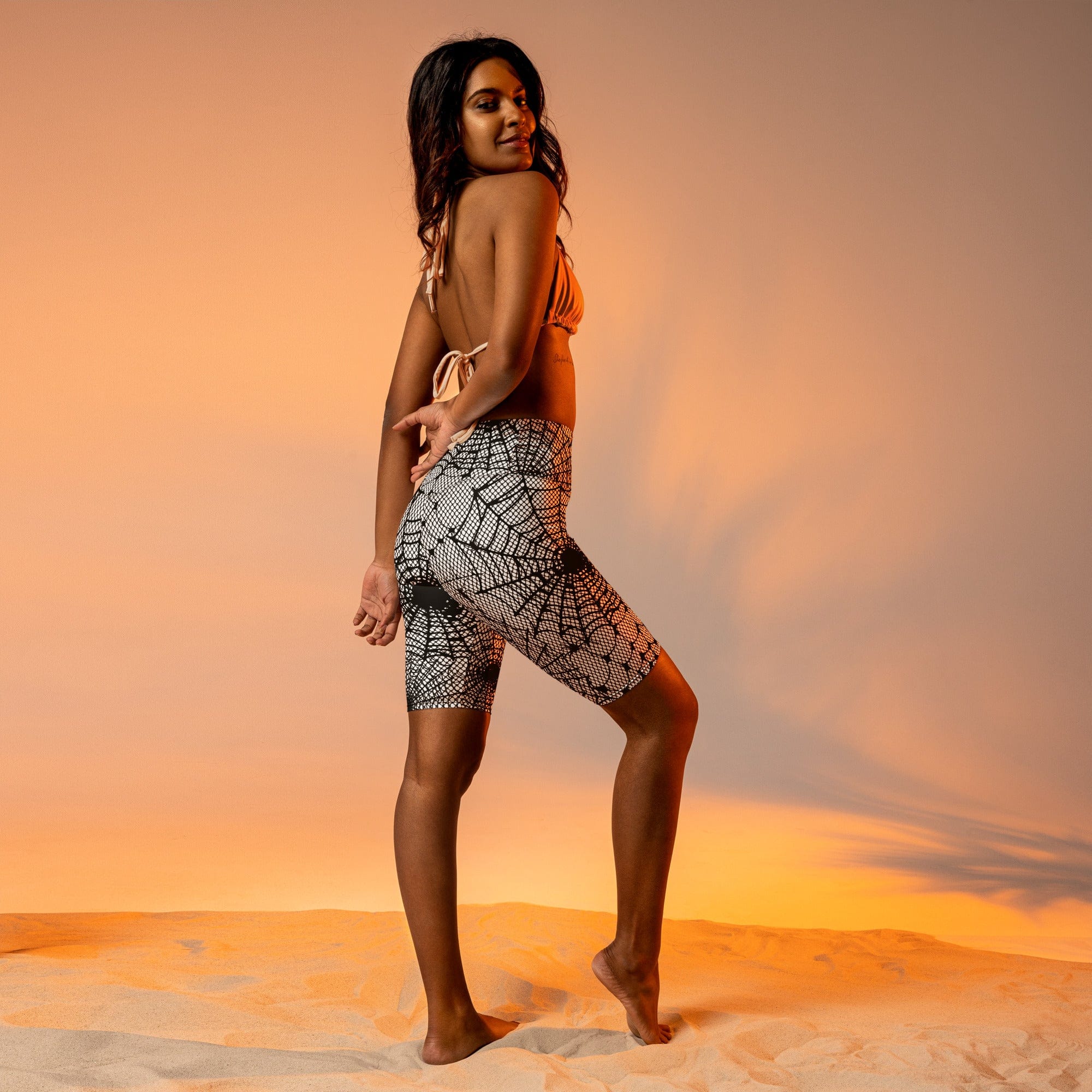 Spiderweb Fishnet Biker Shorts