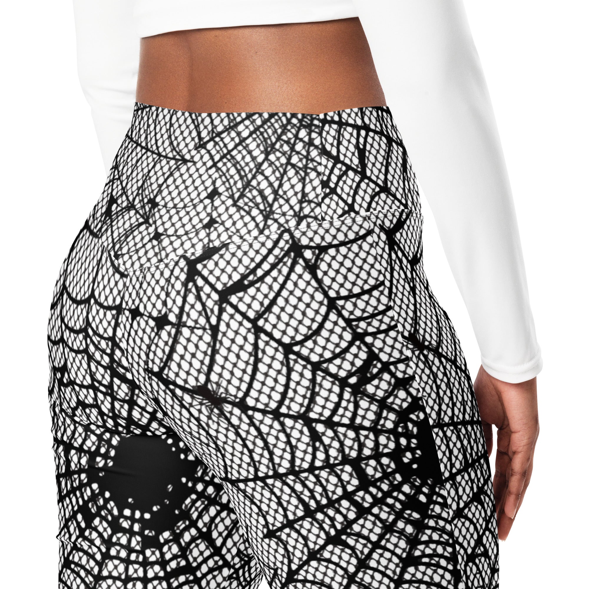 Spiderweb Fishnet Flare Leggings