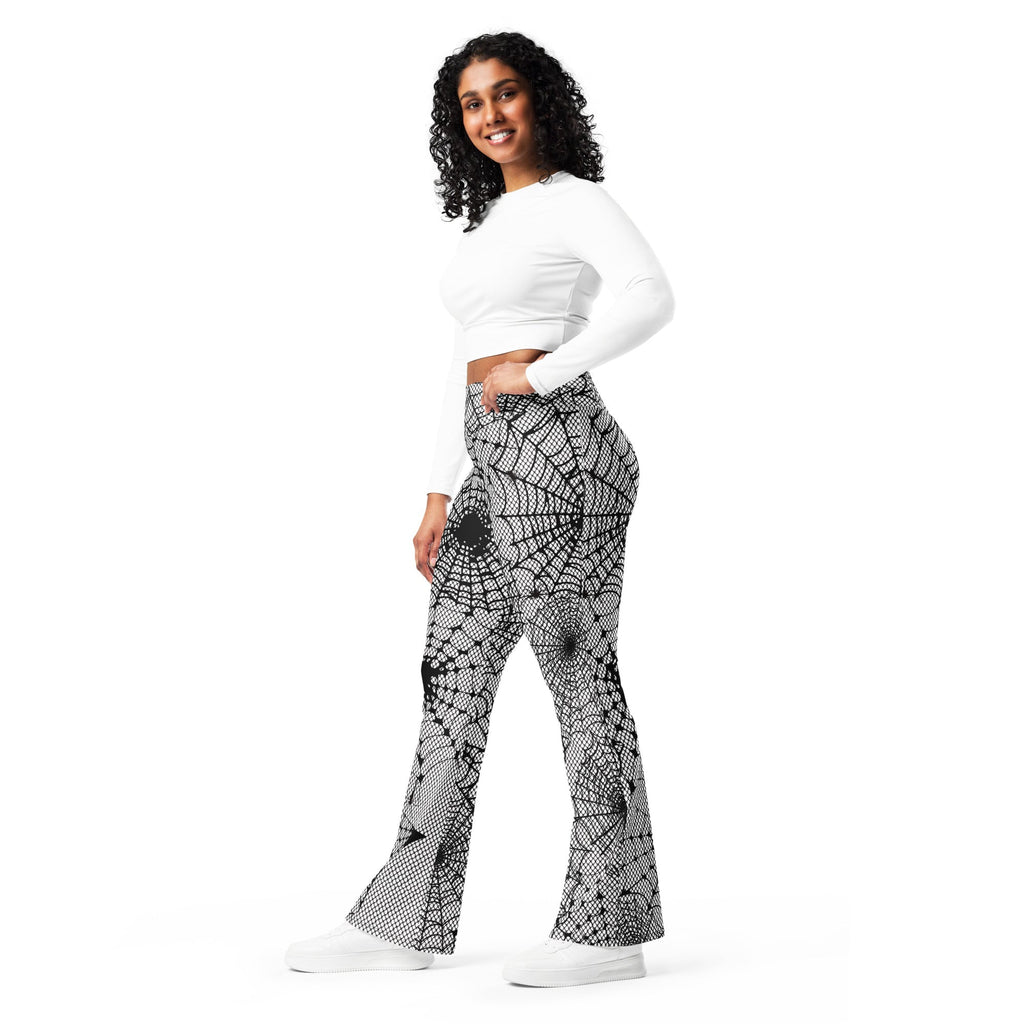 Spiderweb Fishnet Flare Leggings