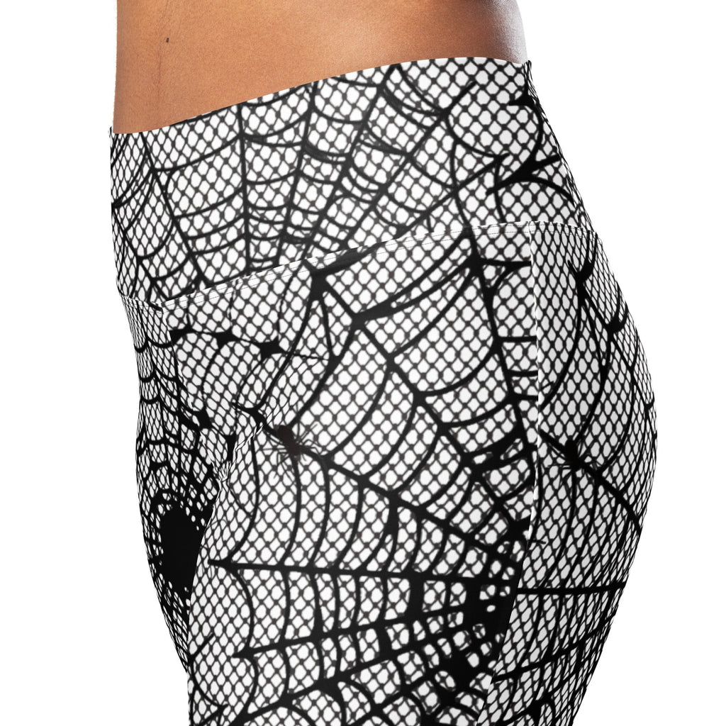 Spiderweb Fishnet Flare Leggings