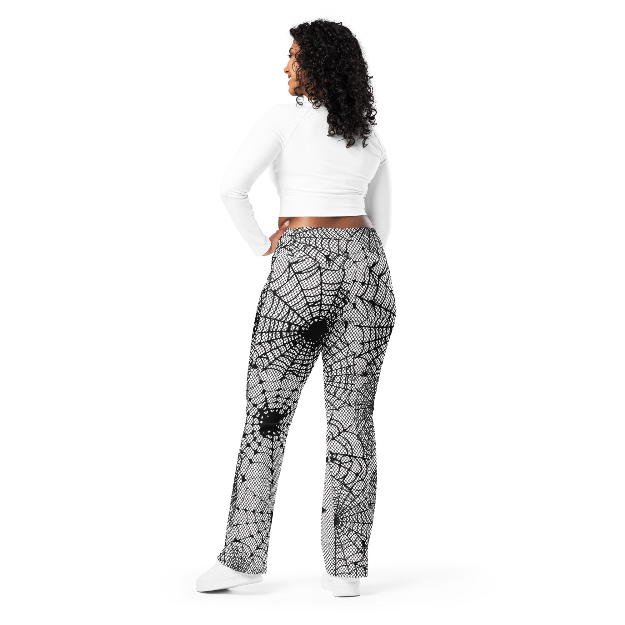 Spiderweb Fishnet Flare Leggings