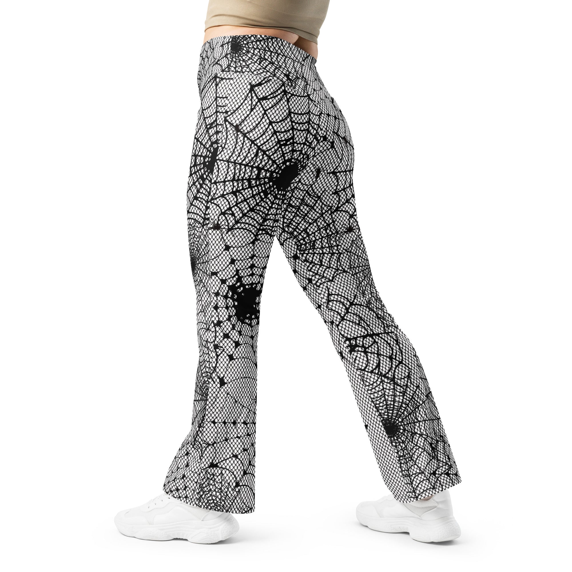 Spiderweb Fishnet Flare Leggings