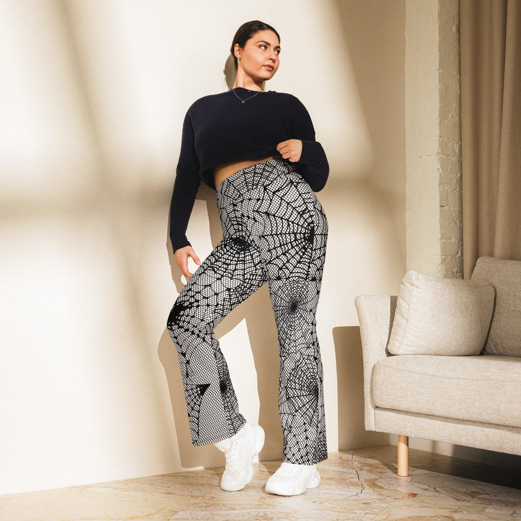 Spiderweb Fishnet Flare Leggings