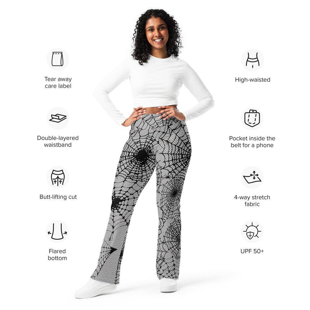 Spiderweb Fishnet Flare Leggings