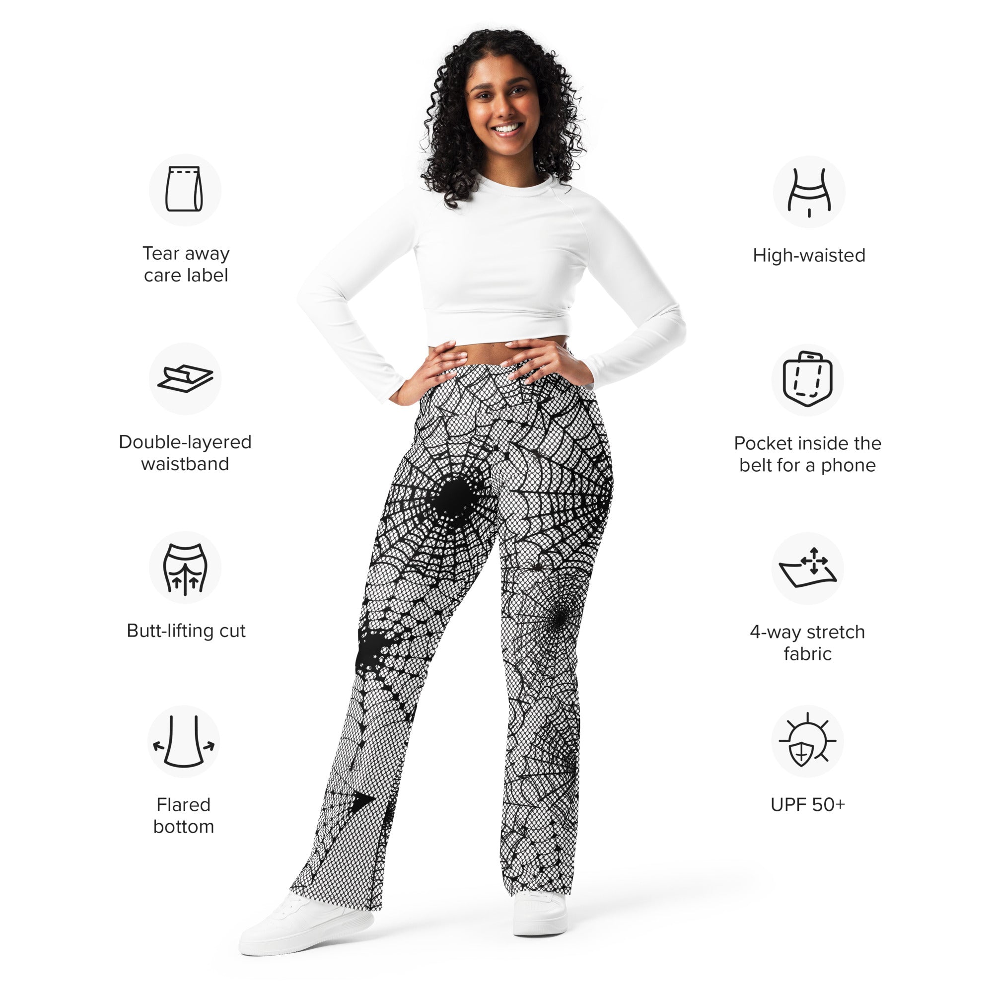 Spiderweb Fishnet Flare Leggings
