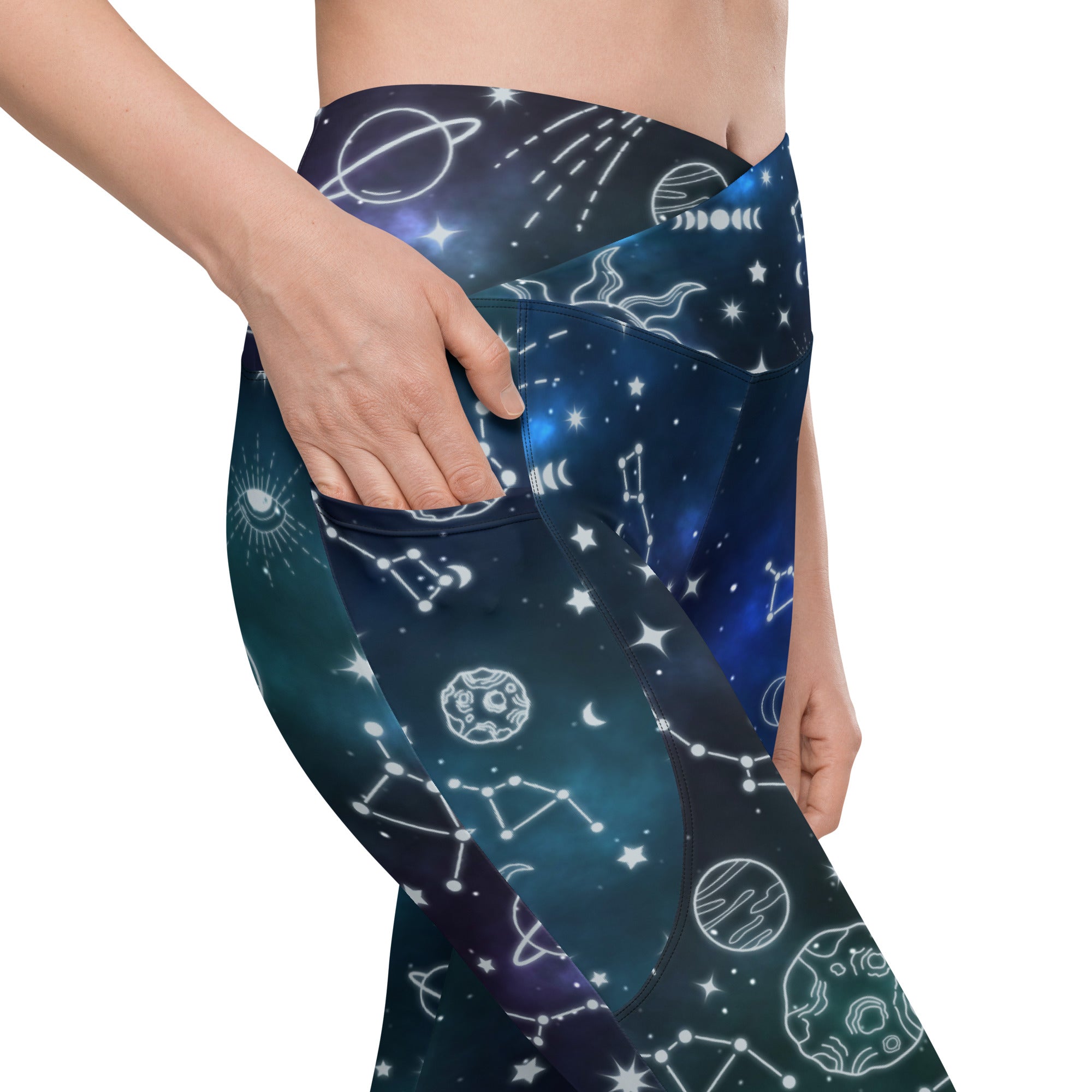 Spiritual Doodles Crossover Leggings With Pockets