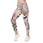 Spooky Doodle Crossover Leggings With Pockets