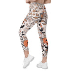 Spooky Doodle Crossover Leggings With Pockets
