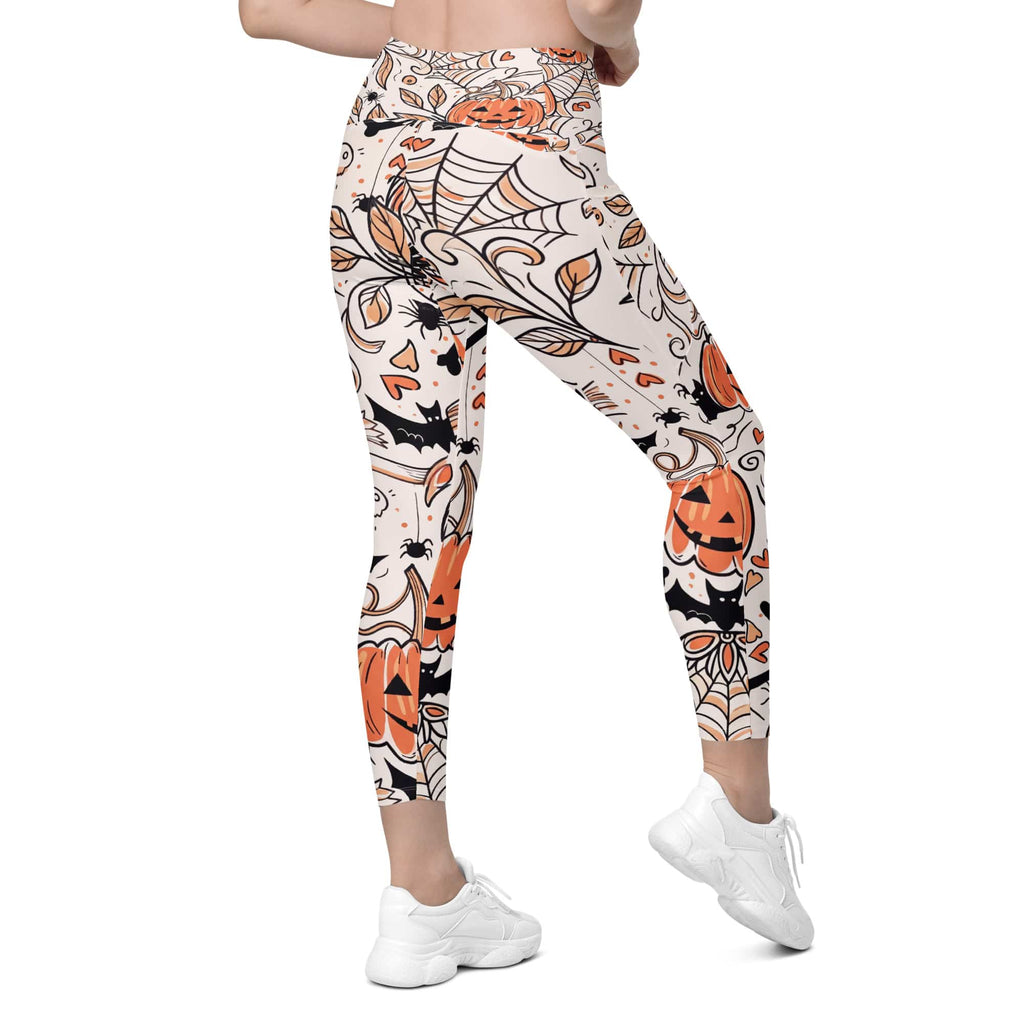 Spooky Doodle Crossover Leggings With Pockets
