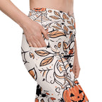 Spooky Doodle Crossover Leggings With Pockets
