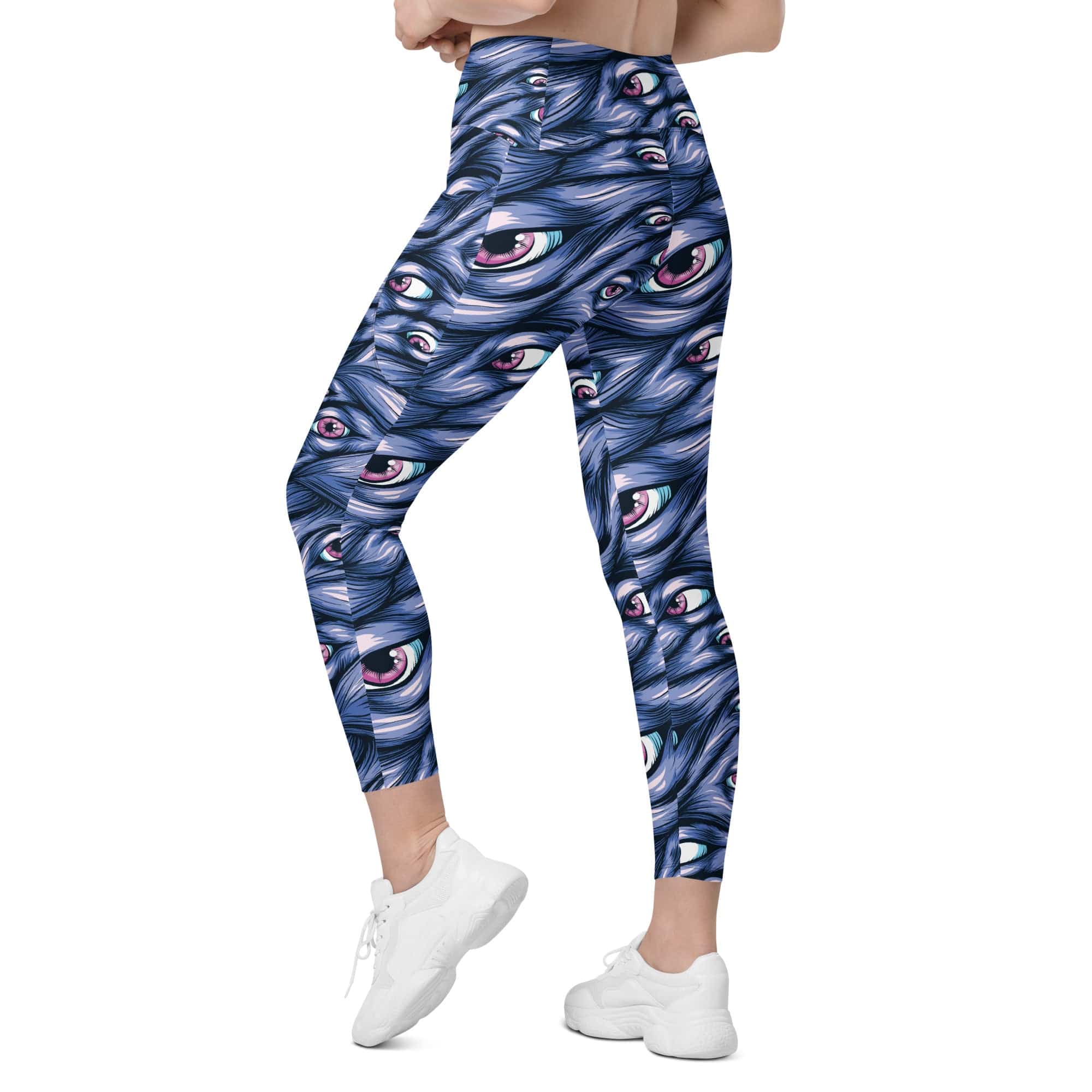 Spooky Eyes Crossover Leggings With Pockets