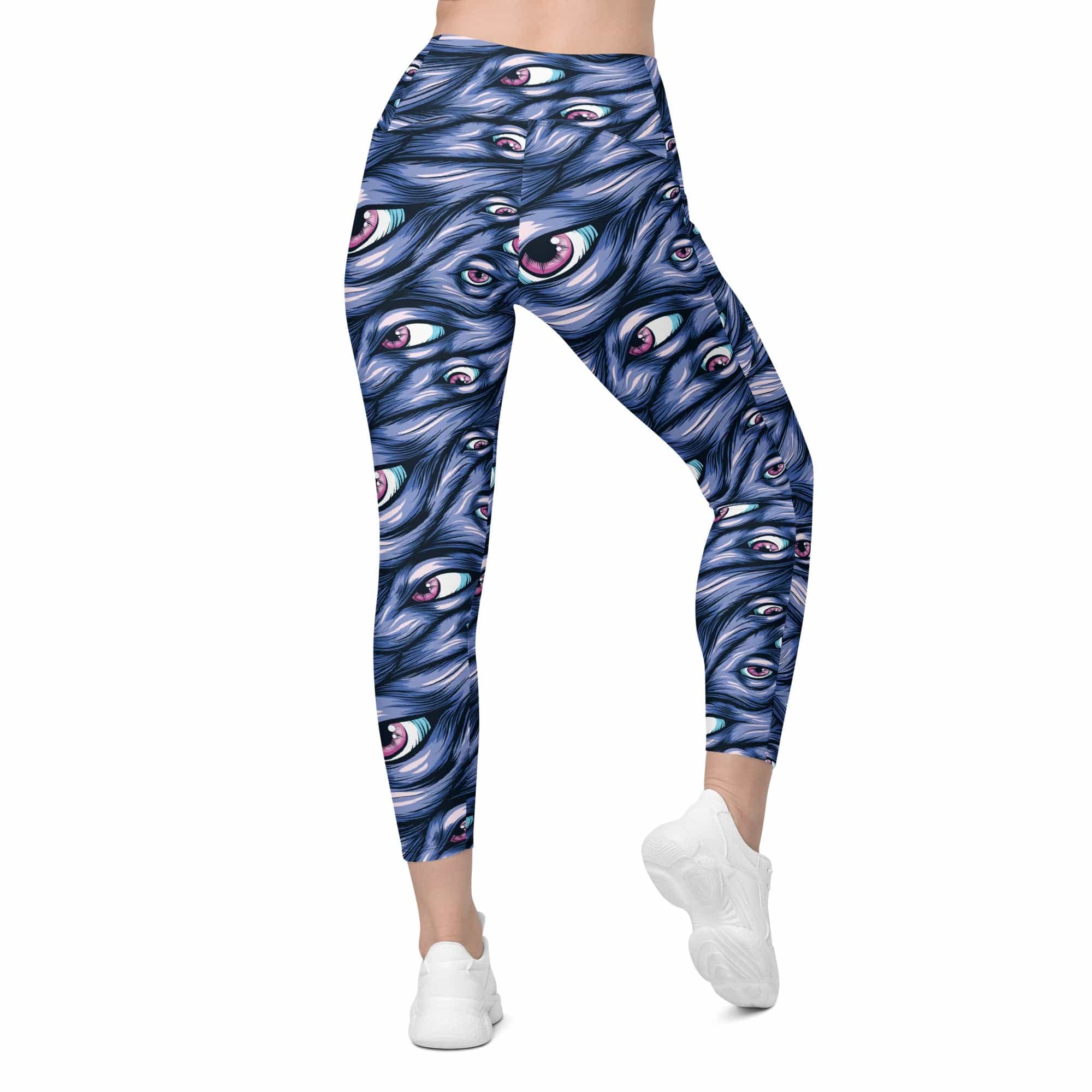 Spooky Eyes Crossover Leggings With Pockets