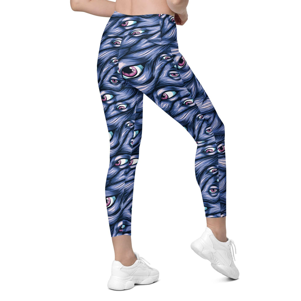 Spooky Eyes Crossover Leggings With Pockets