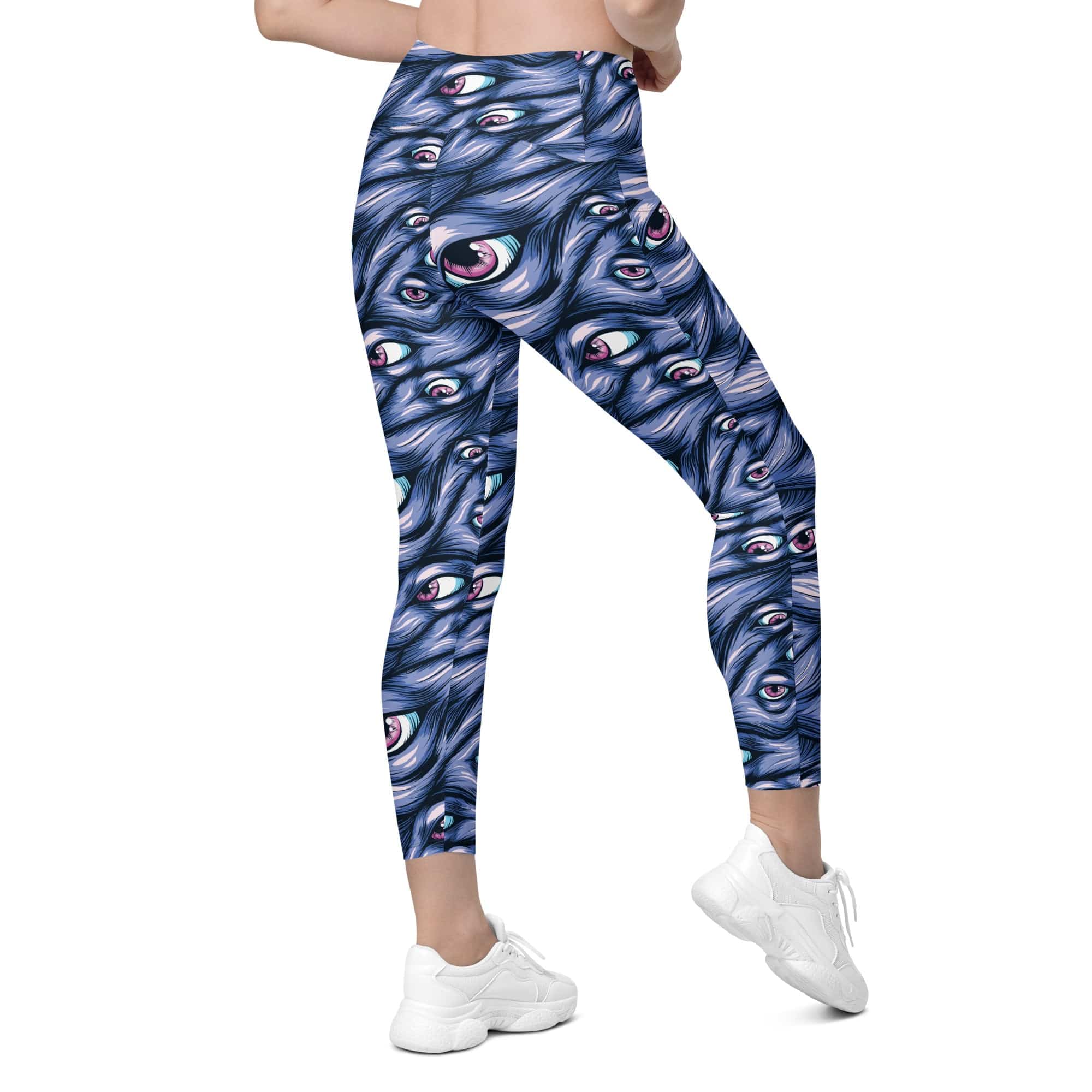 Spooky Eyes Crossover Leggings With Pockets