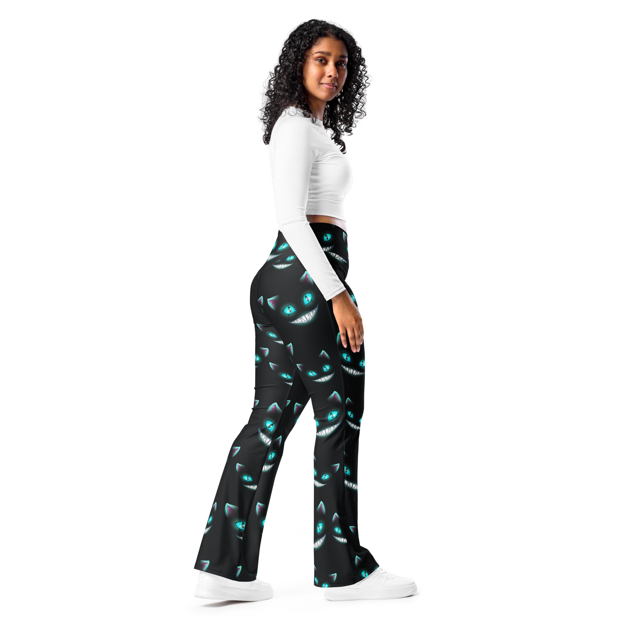 Spooky Halloween Cat Flare Leggings