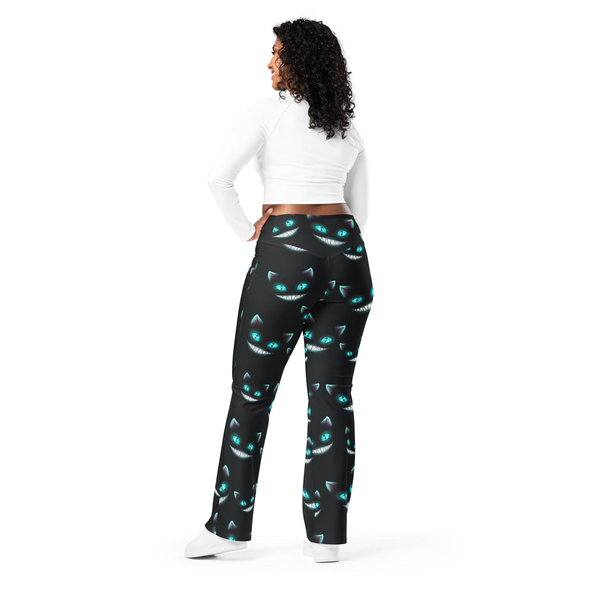 Spooky Halloween Cat Flare Leggings