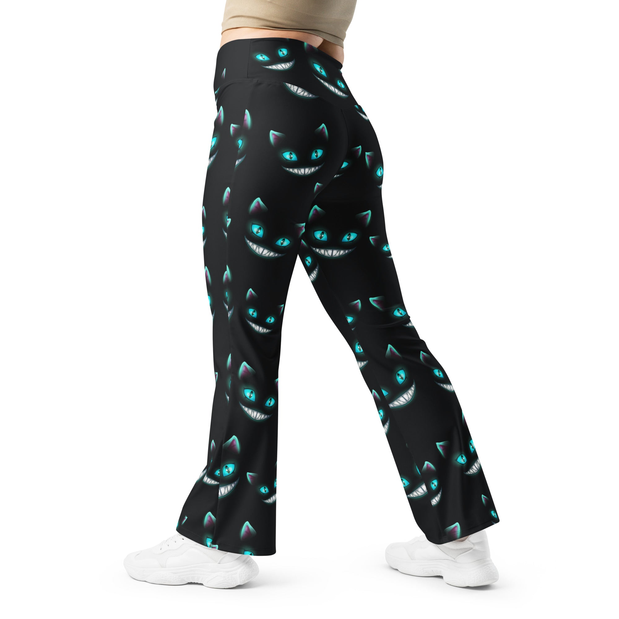 Spooky Halloween Cat Flare Leggings