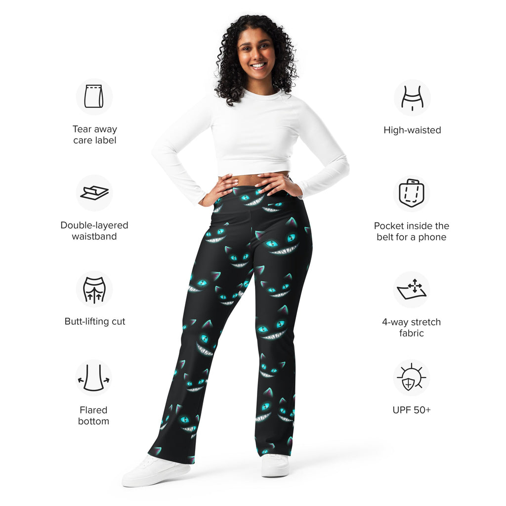 Spooky Halloween Cat Flare Leggings