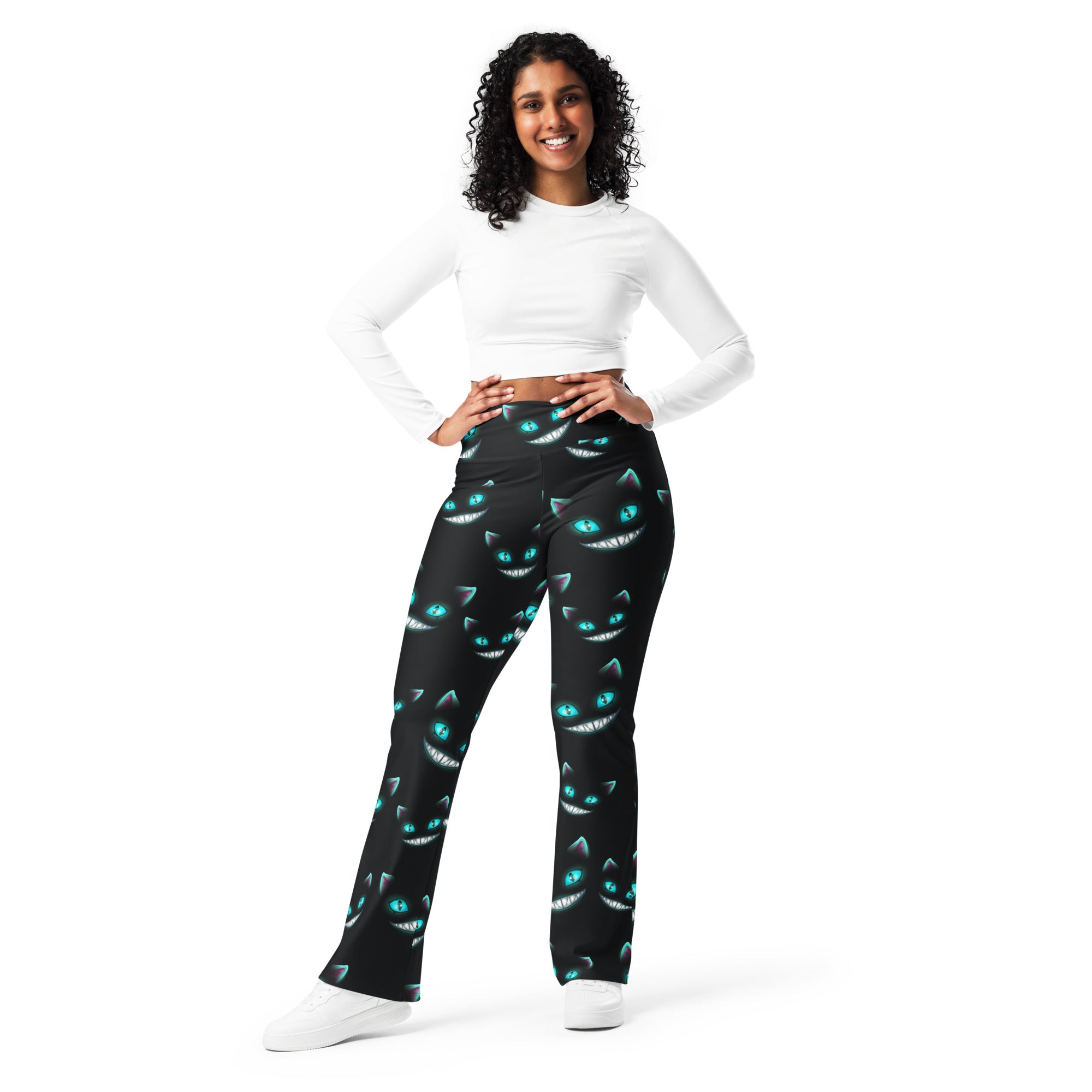 Spooky Halloween Cat Flare Leggings
