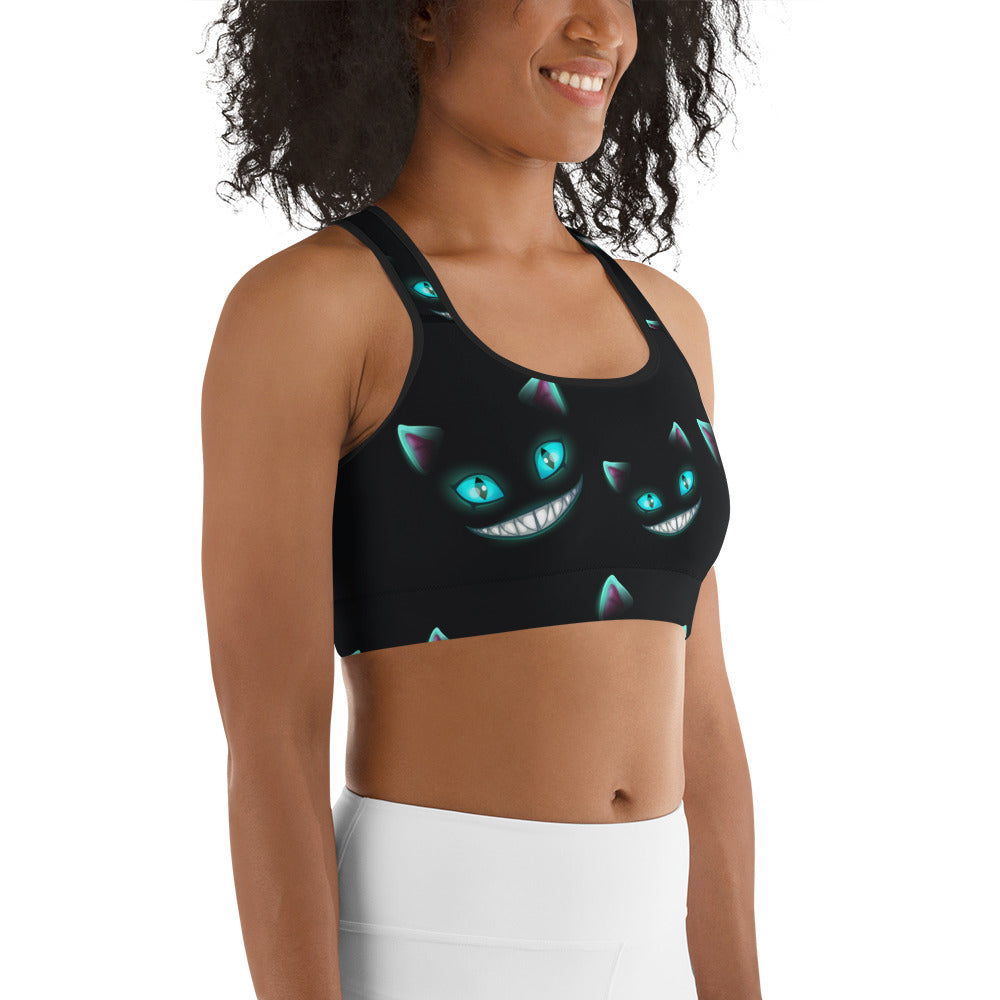 Spooky Halloween Cat Sports Bra