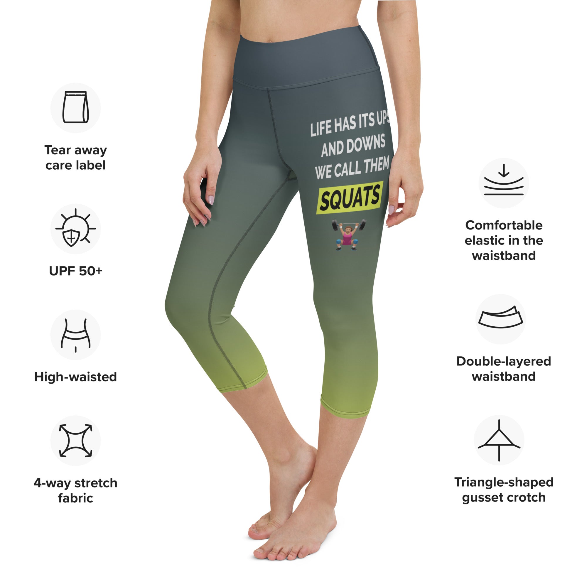 Squats Slogan Yoga Capris