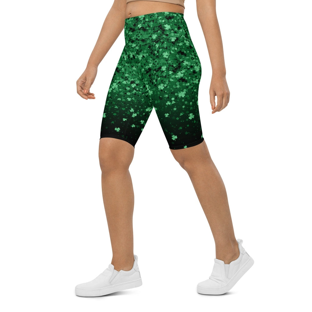 St. Patrick's Day Glitter Print Biker Shorts