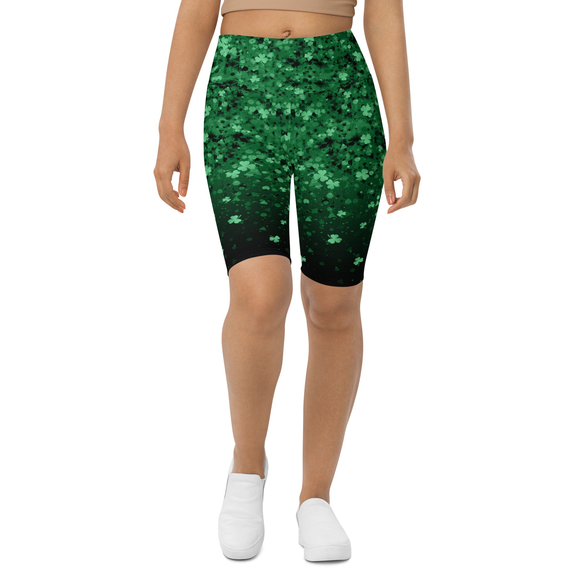 St. Patrick's Day Glitter Print Biker Shorts