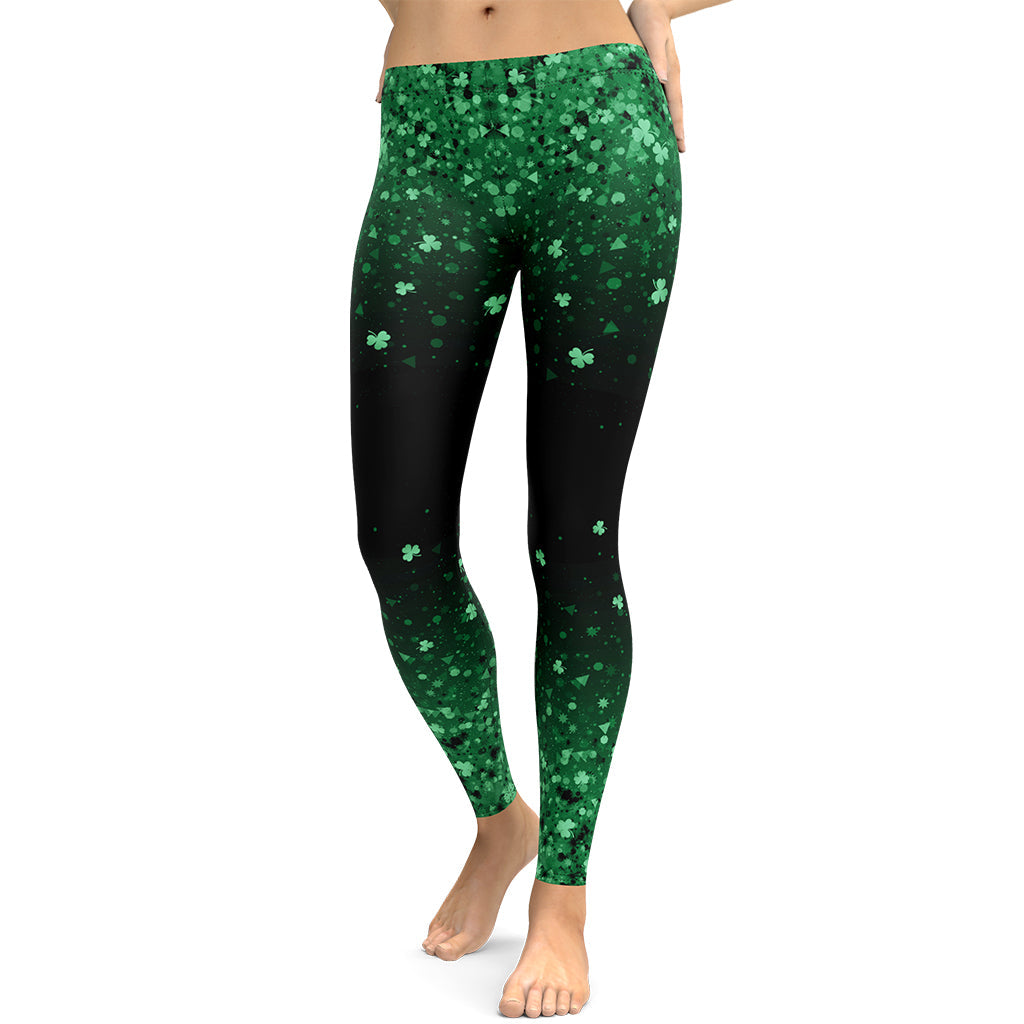 gAlAXy Green Sparkle Stars Leggings