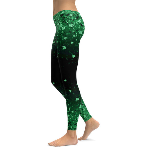 St. Patrick's Day Glitter Print Leggings