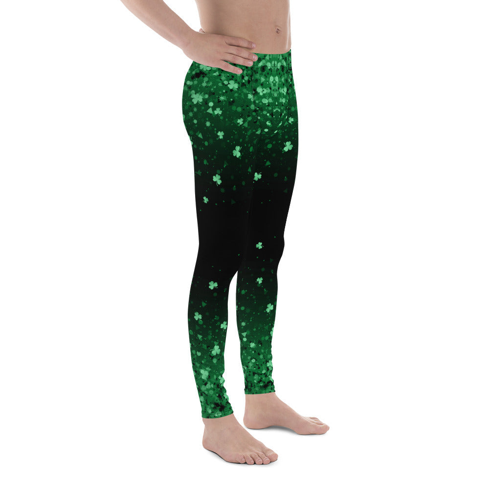 St. Patrick's Day Glitter Print Men's Leggings