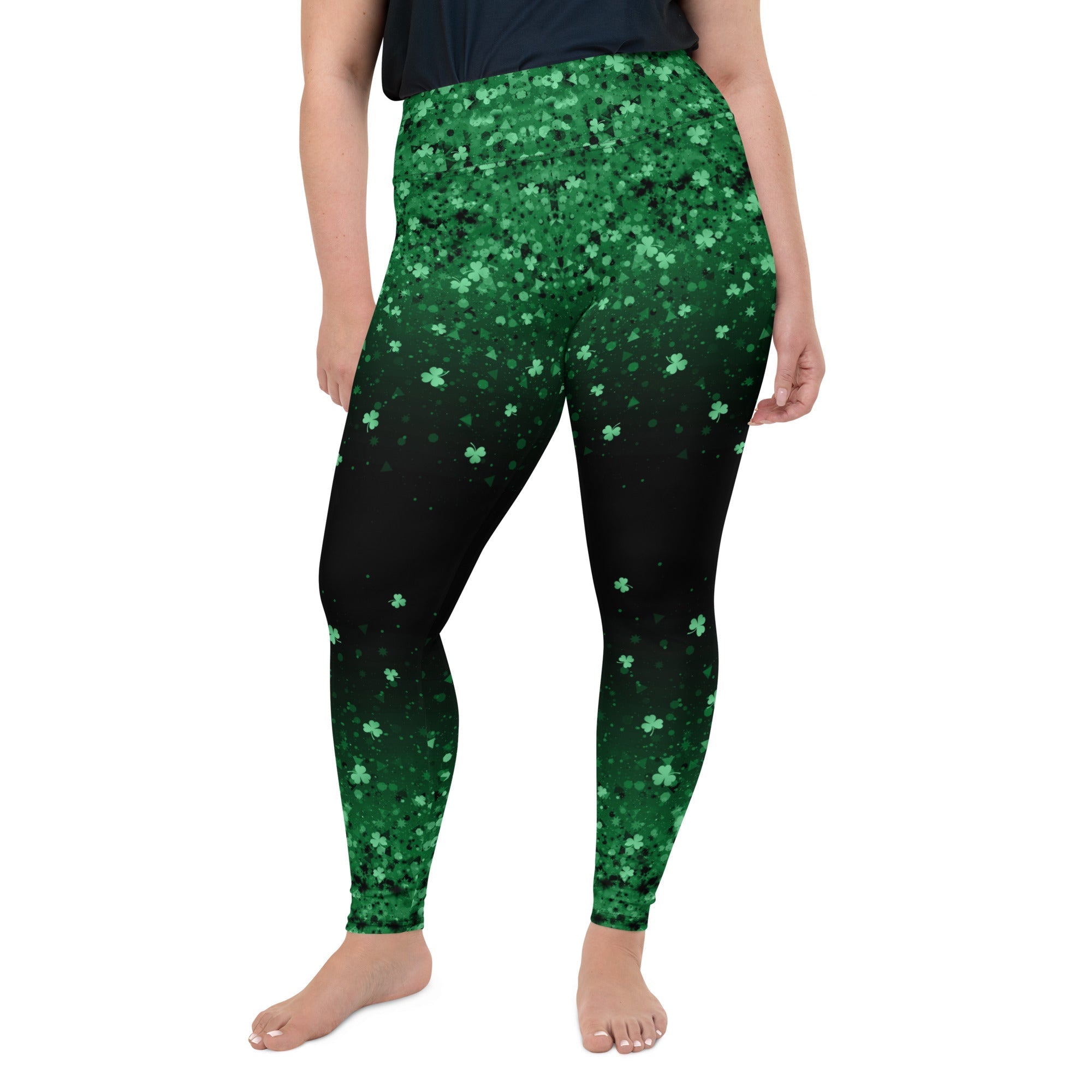 St. Patrick's Day Glitter Print Plus Size Leggings