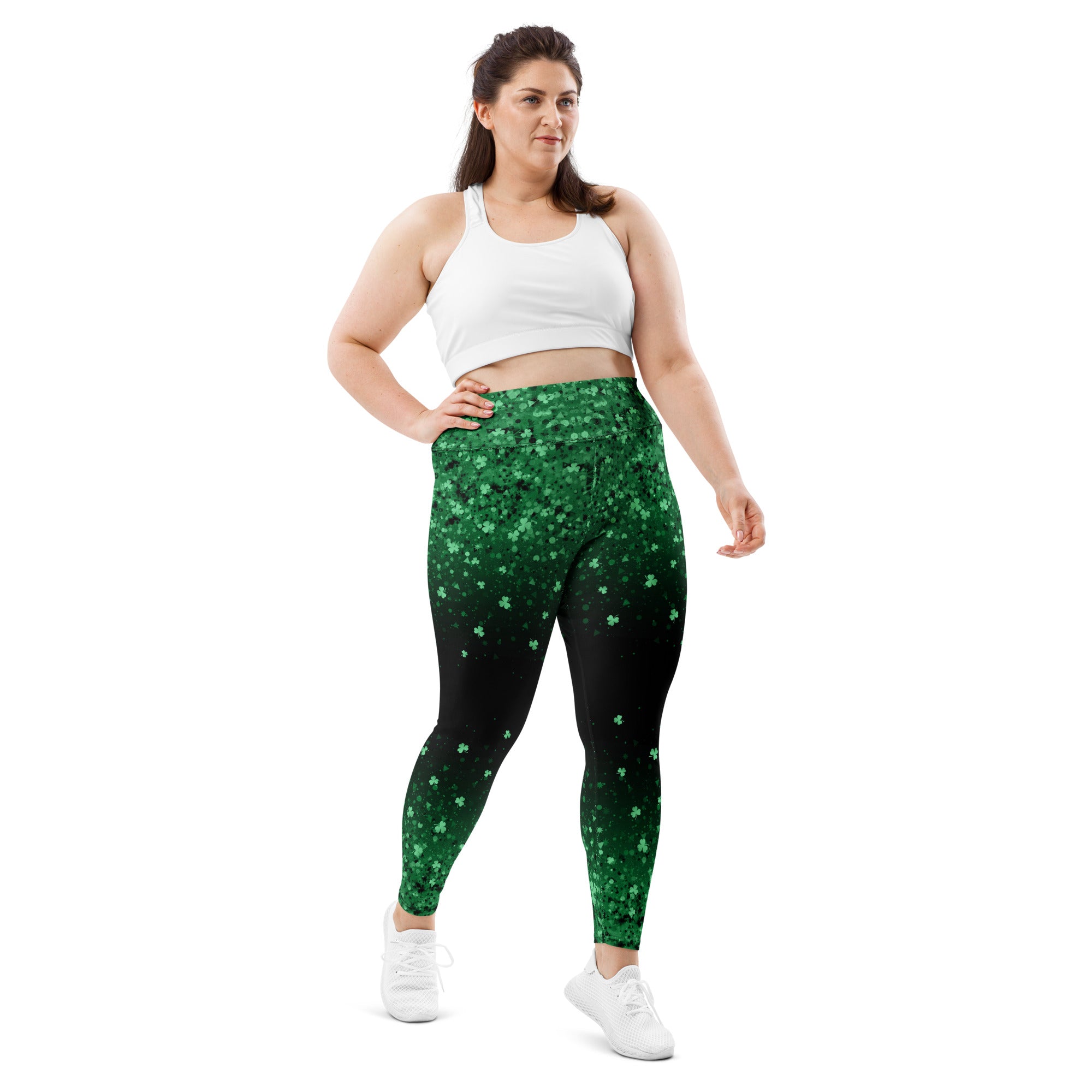St. Patrick's Day Glitter Print Plus Size Leggings