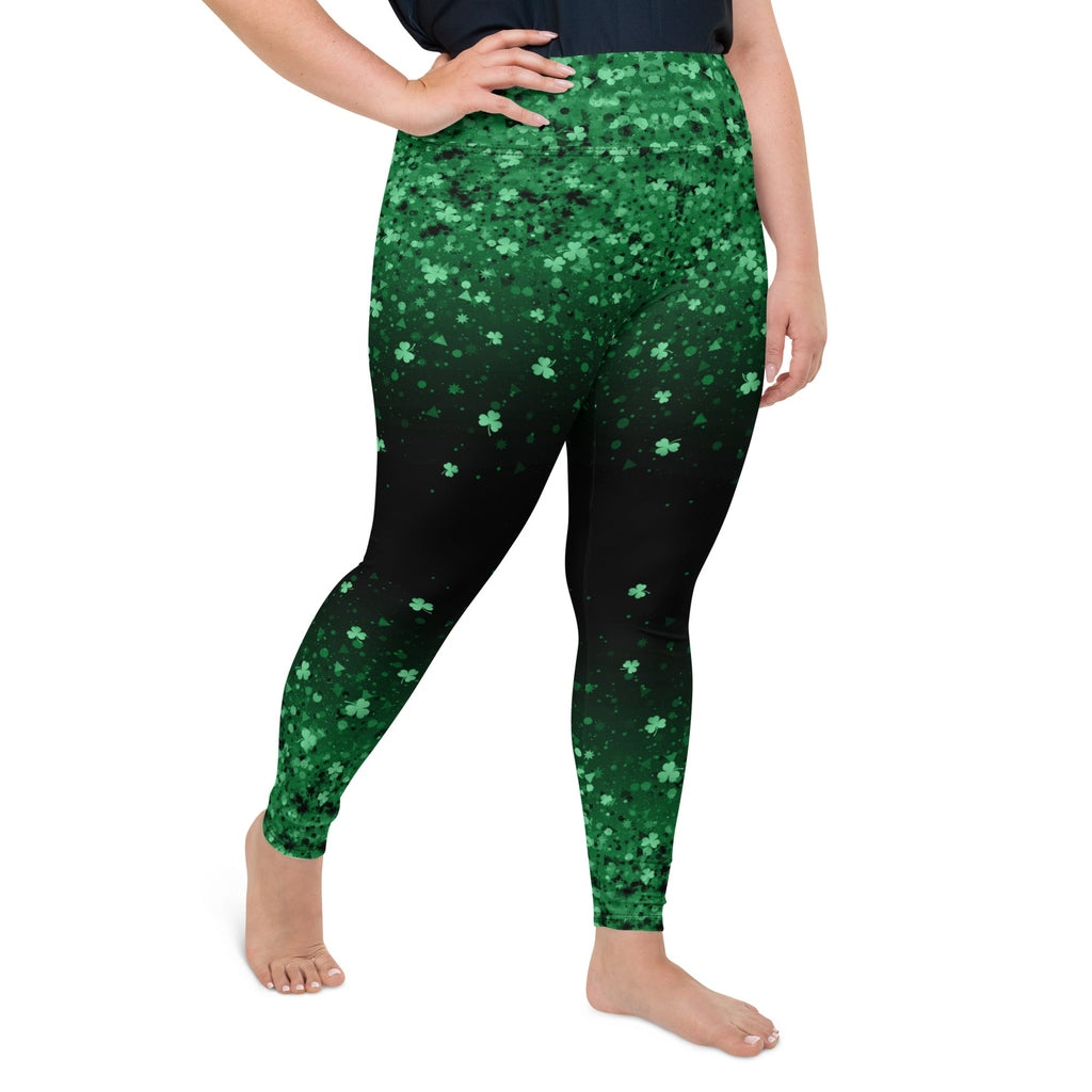 St. Patrick's Day Glitter Print Plus Size Leggings