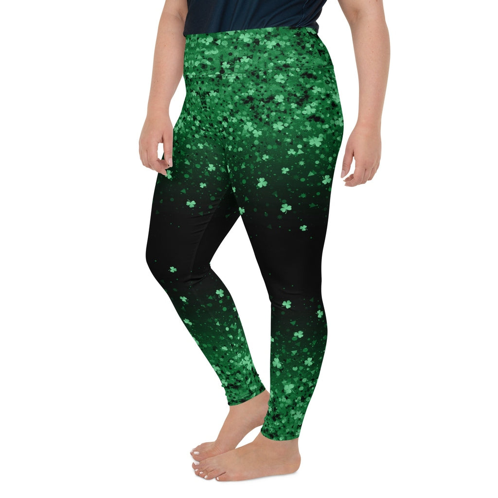 St. Patrick's Day Glitter Print Plus Size Leggings