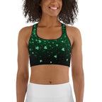 St. Patrick's Day Glitter Print Sports Bra